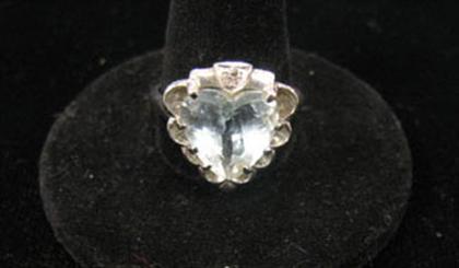 Aquamarine heart shaped ring  