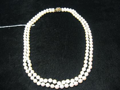 Double strand cultured pearl necklace