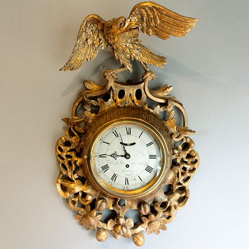 GEORGE III GILTWOOD CARTEL CLOCK,