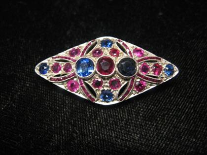 White gold ruby and sapphire brooch 49f8c