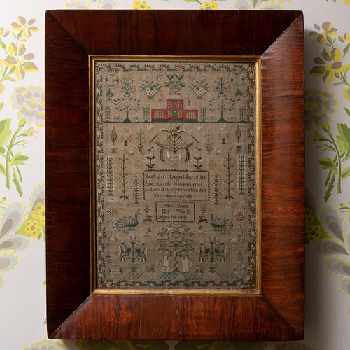 ENGLISH NEEDLEWORK SAMPLER, SIGNED