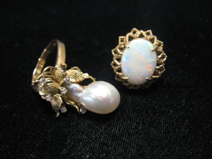 Pearl and opal rings 14 karat 49f8f
