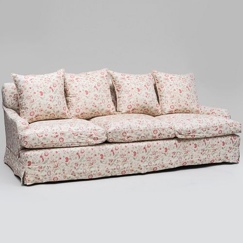 FLORAL LINEN UPHOLSTERED THREE