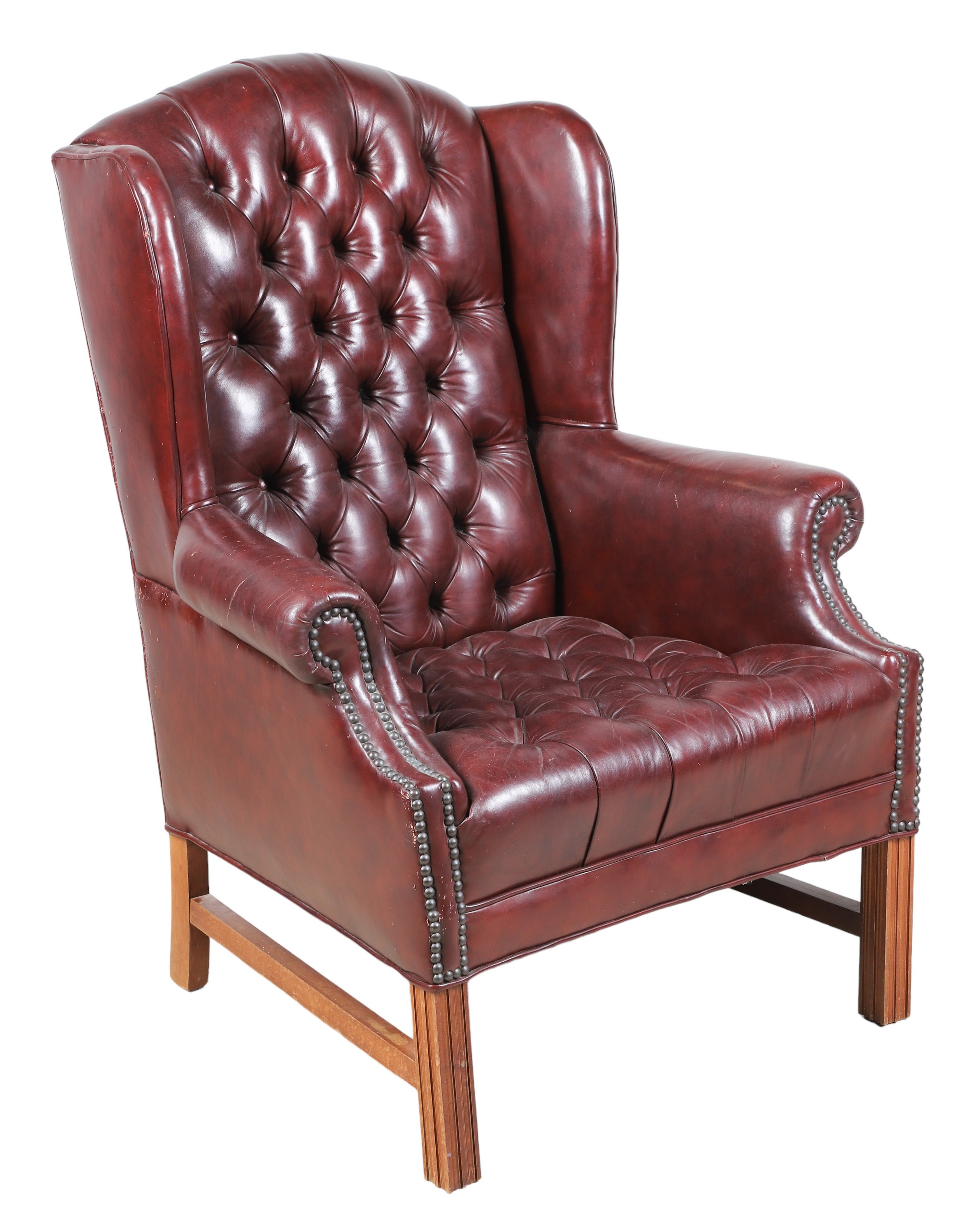 Chippendale style tufted leather