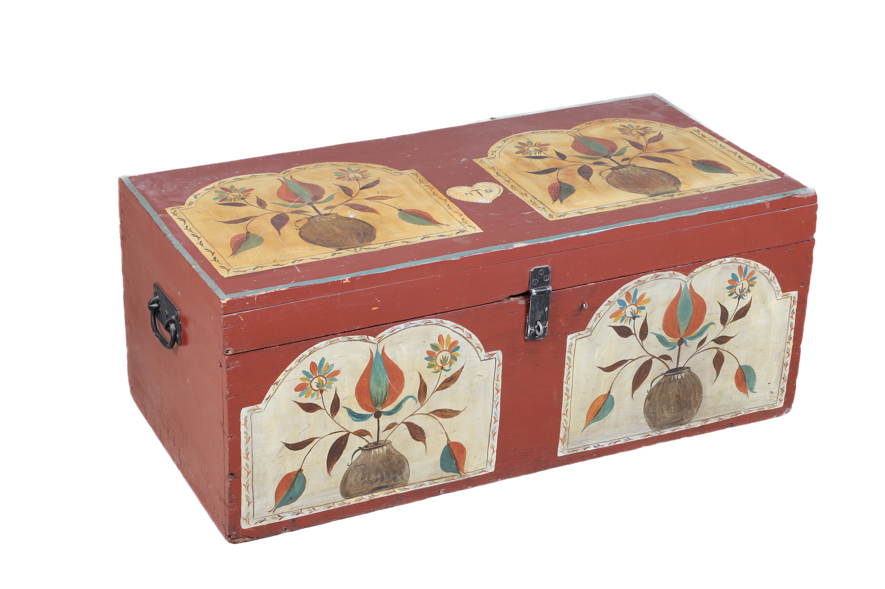 Dutch Paint decorated chest, red