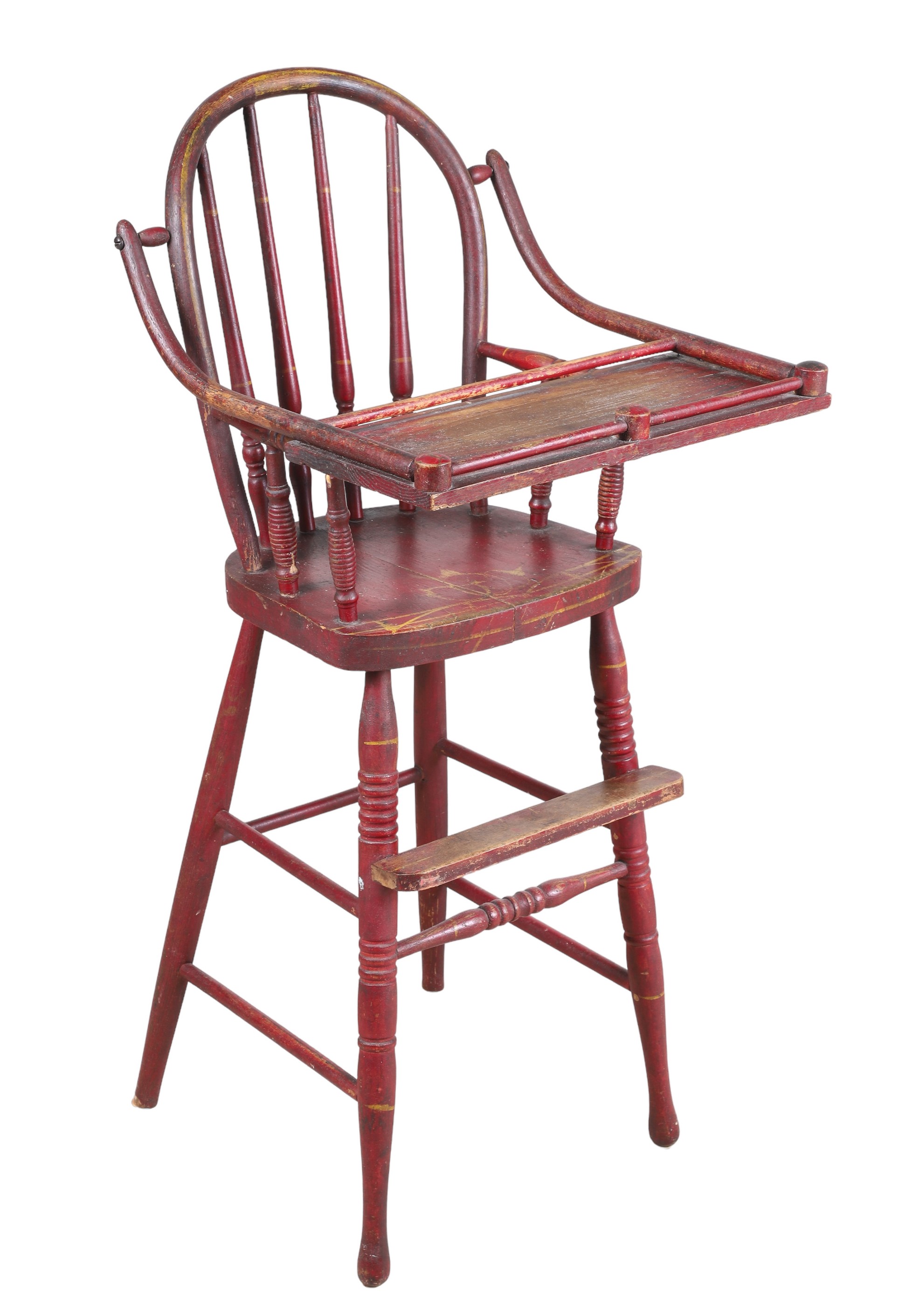 Painted childs high chair red 2e1515