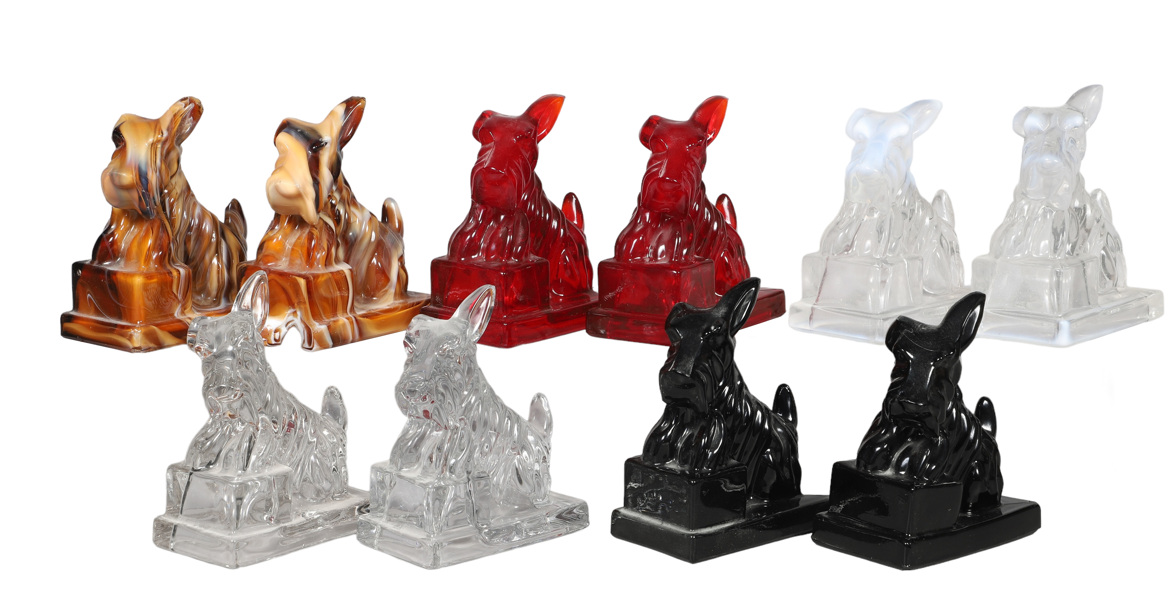 (5) Pair of glass Scottish Terrier (Scotty)