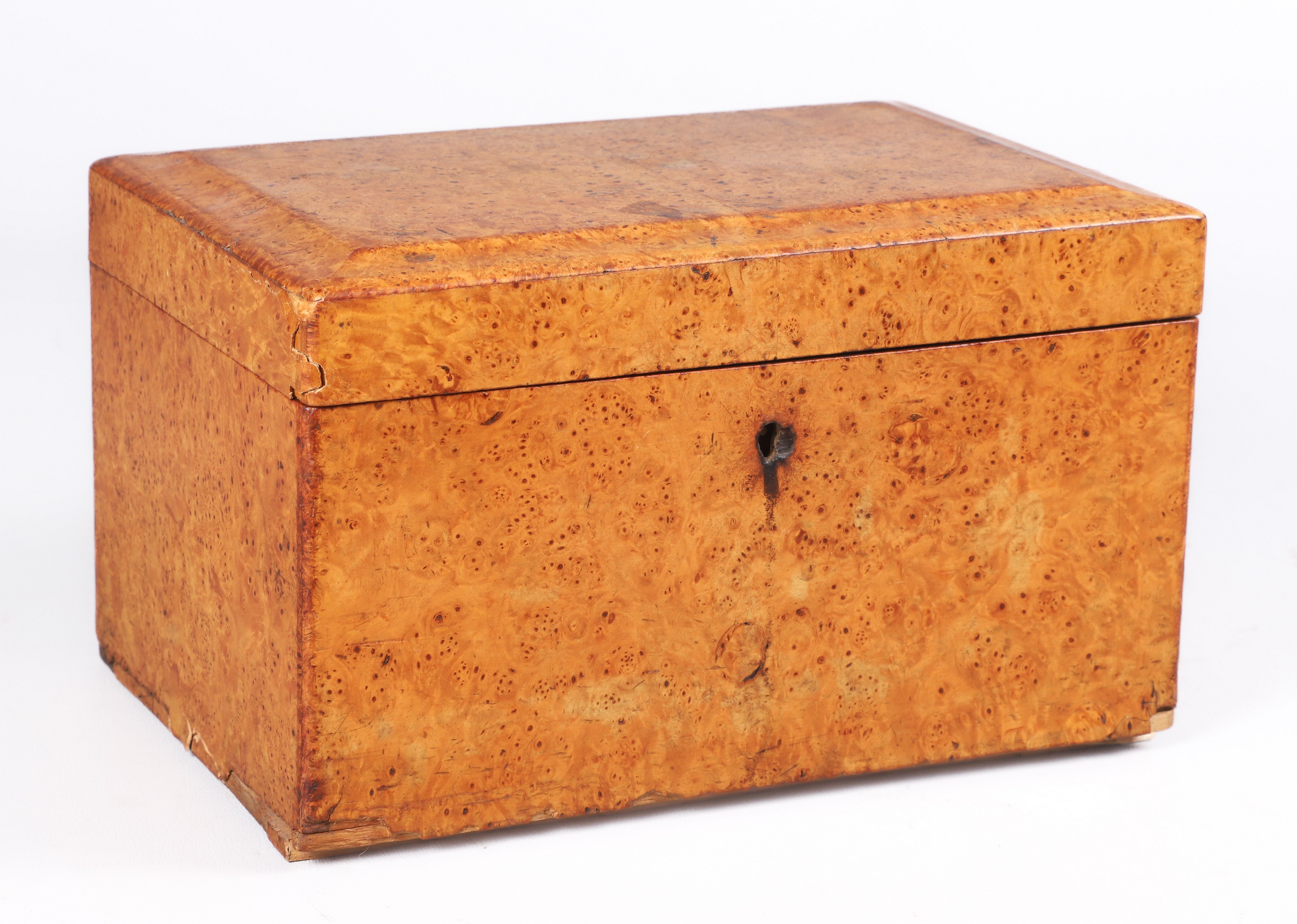 Burl wood tea box, two removable