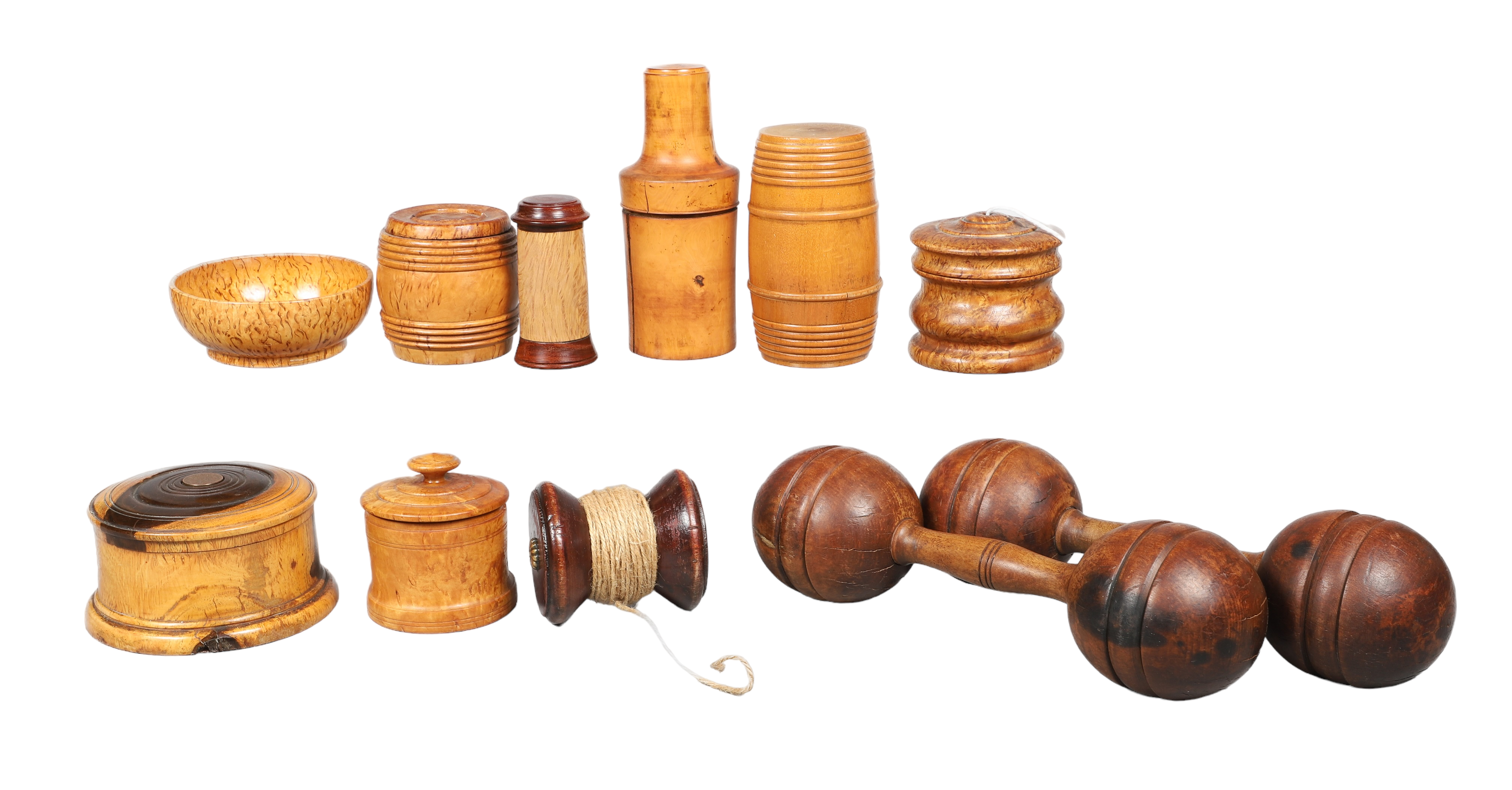 Treenware cannisters, string boxes,