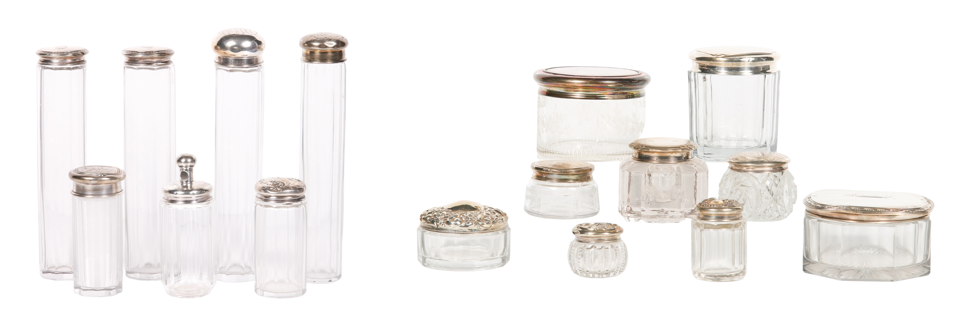  16 Sterling covered vanity jars 2e1561