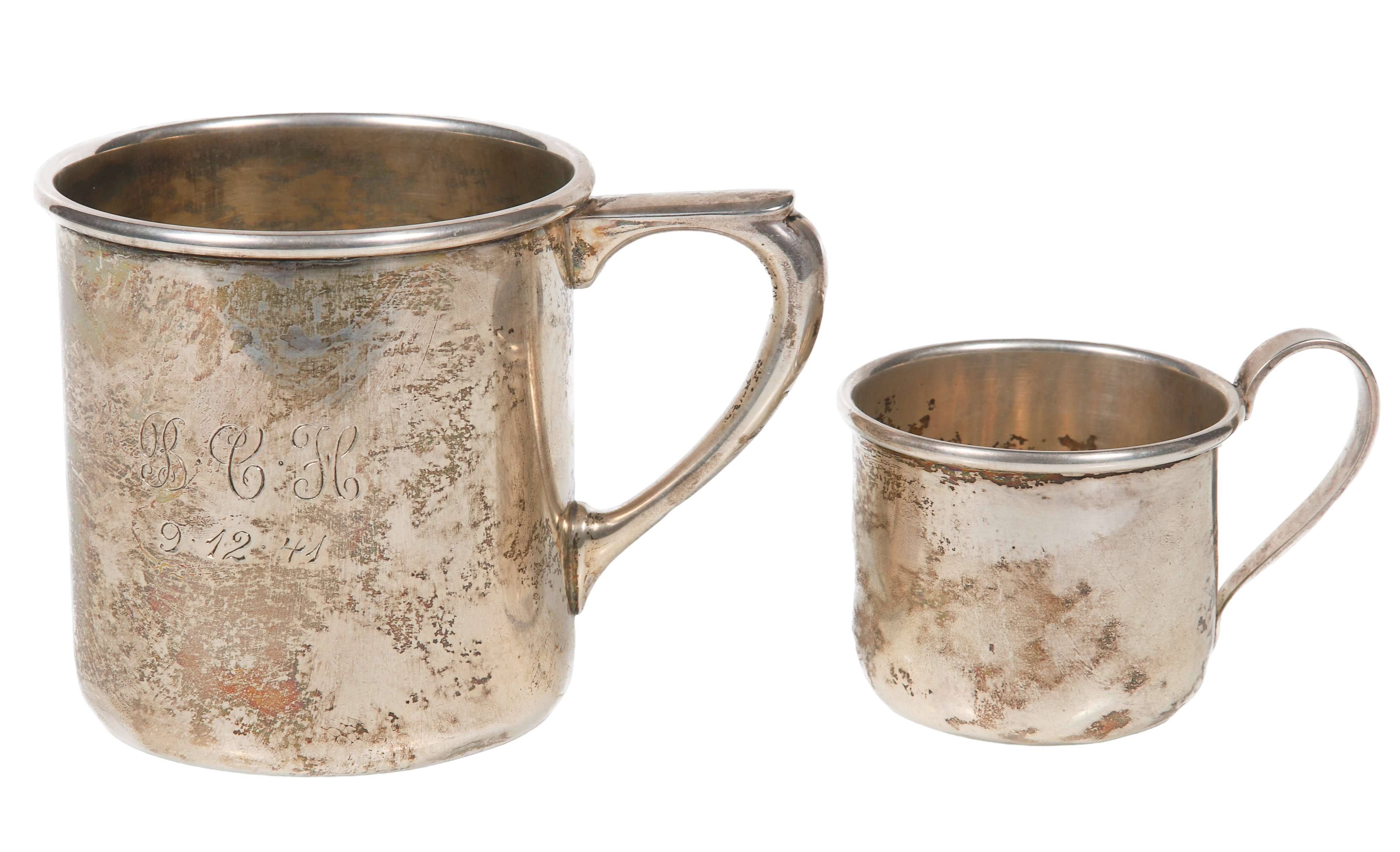 (2) Sterling silver childs cups,