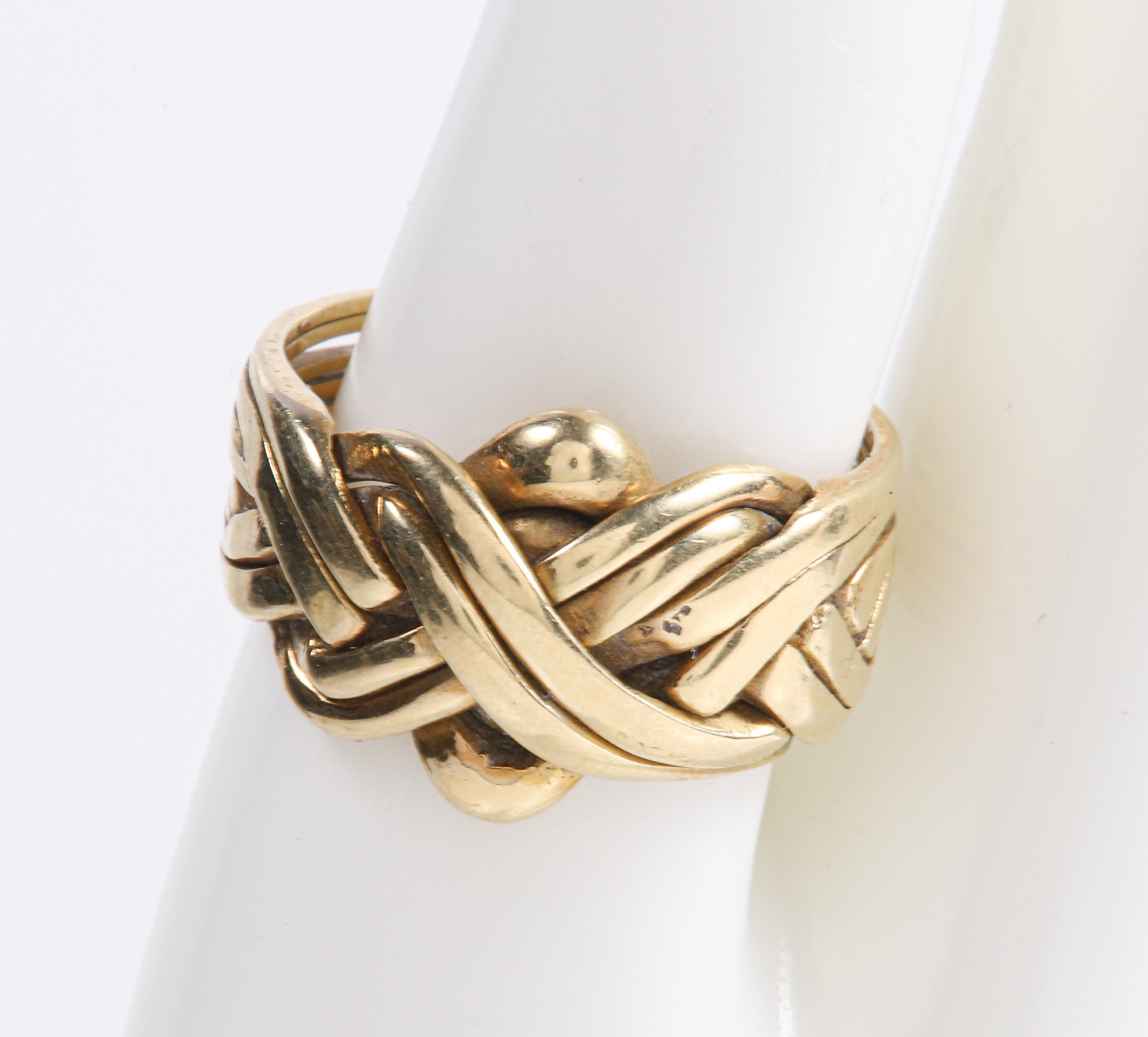 18K yellow gold puzzle knot ring,