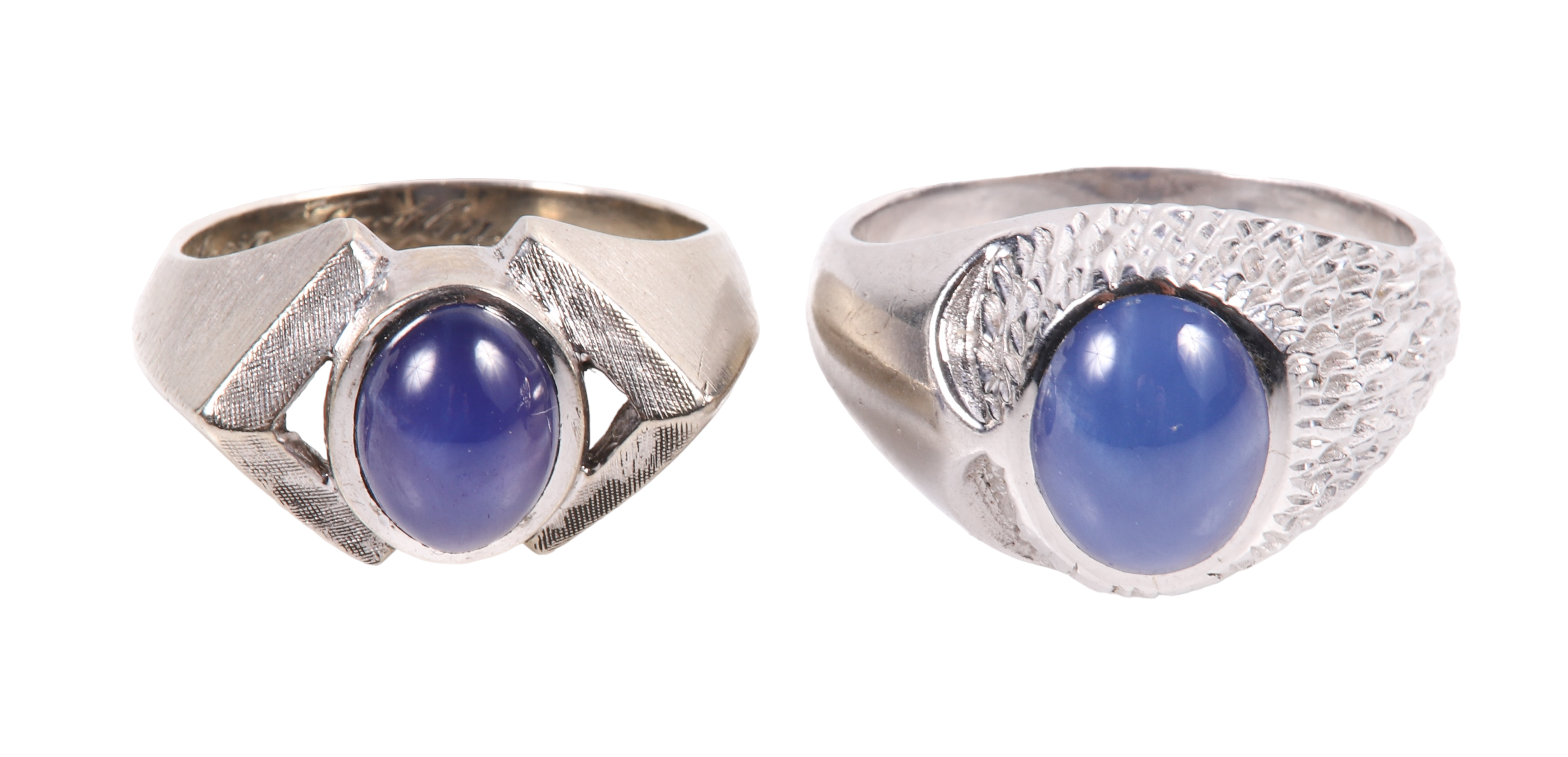 (2) 14K White Gold Star Sapphire