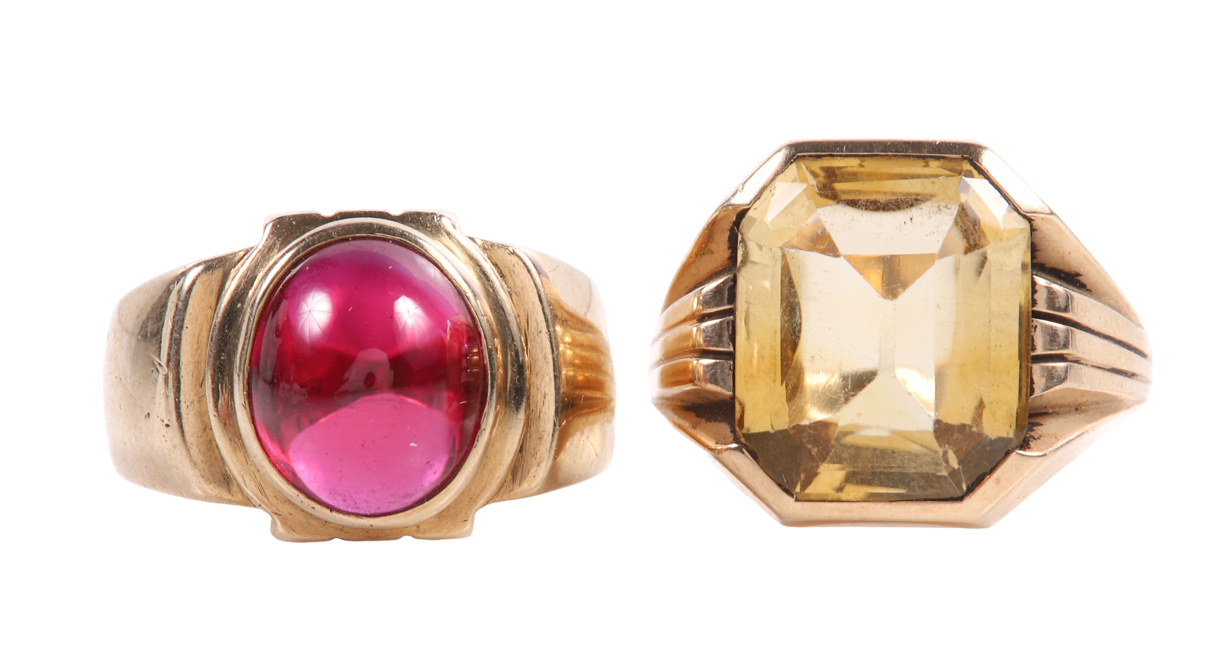  2 10K yellow gold topaz and ruby 2e158a