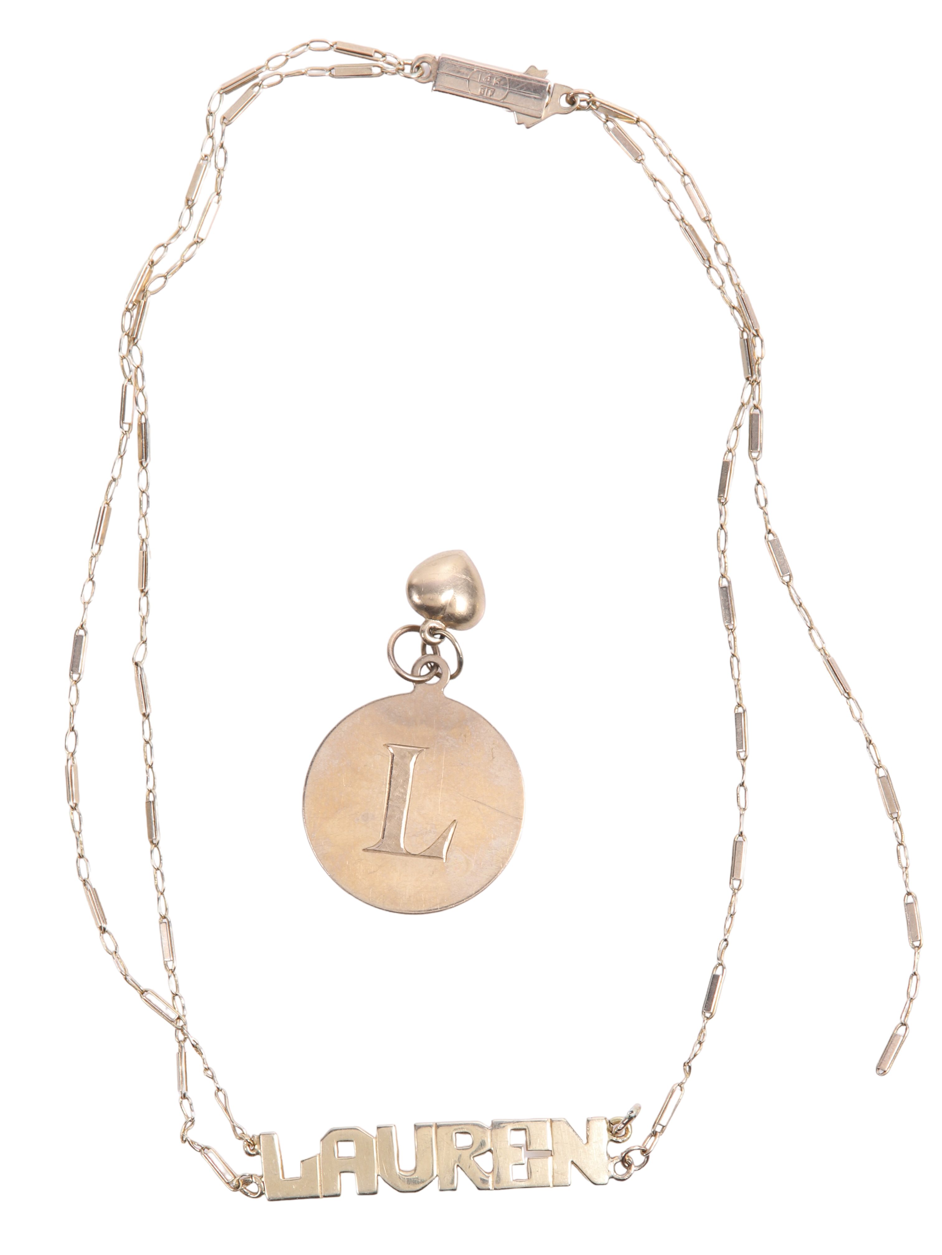 14K Yellow gold necklace and charm