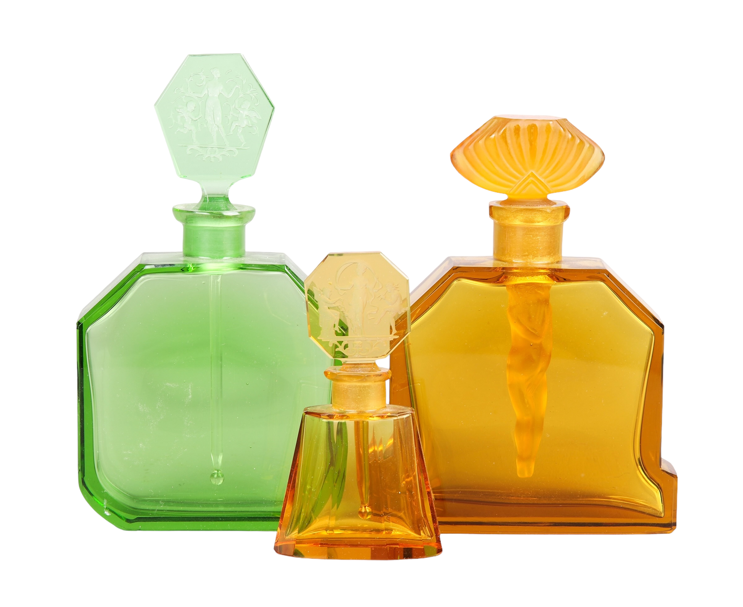  3 Czech Nouveau scent bottles 2e15c0