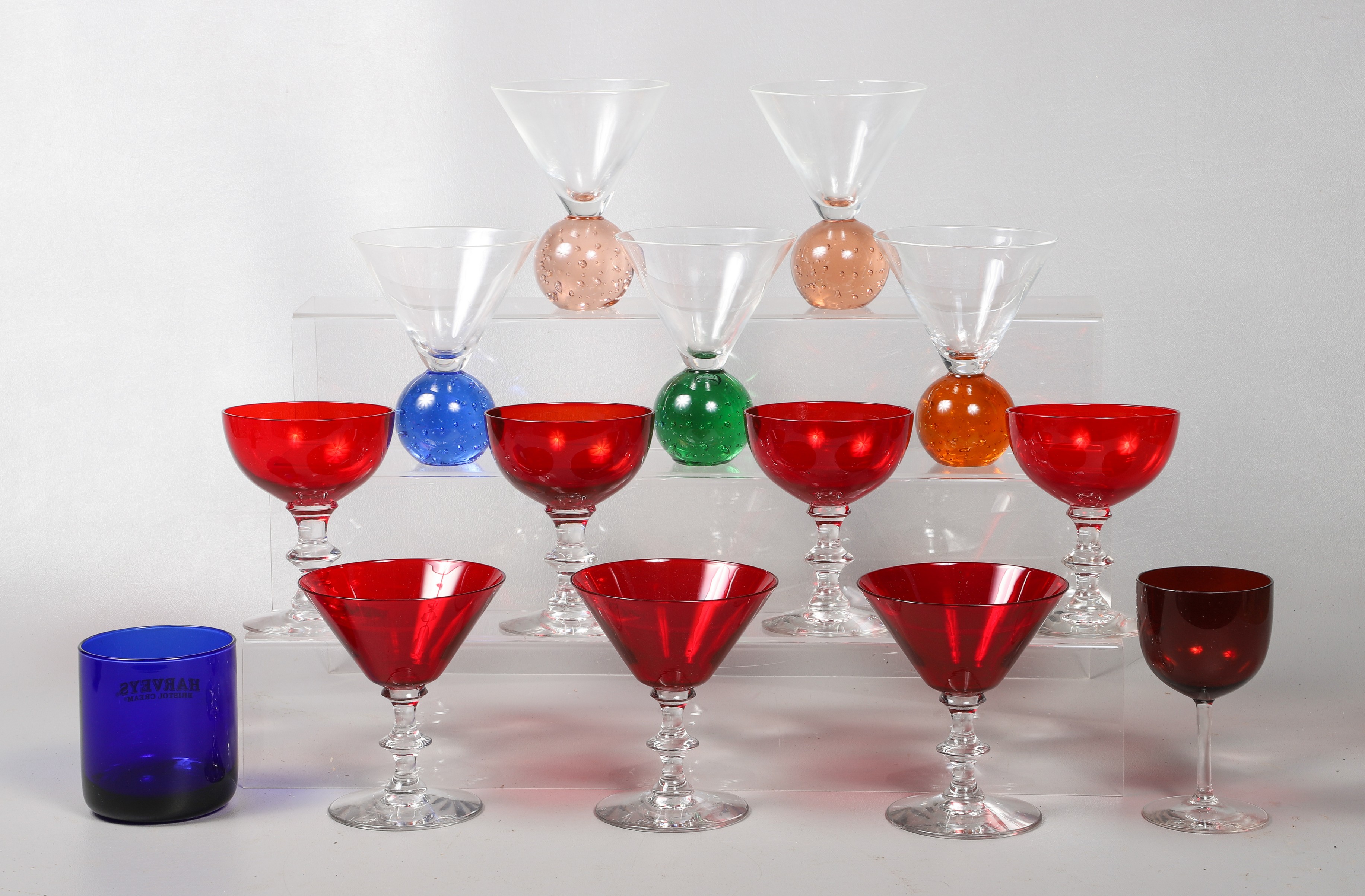 (14) Pcs colored bar glass, (8)
