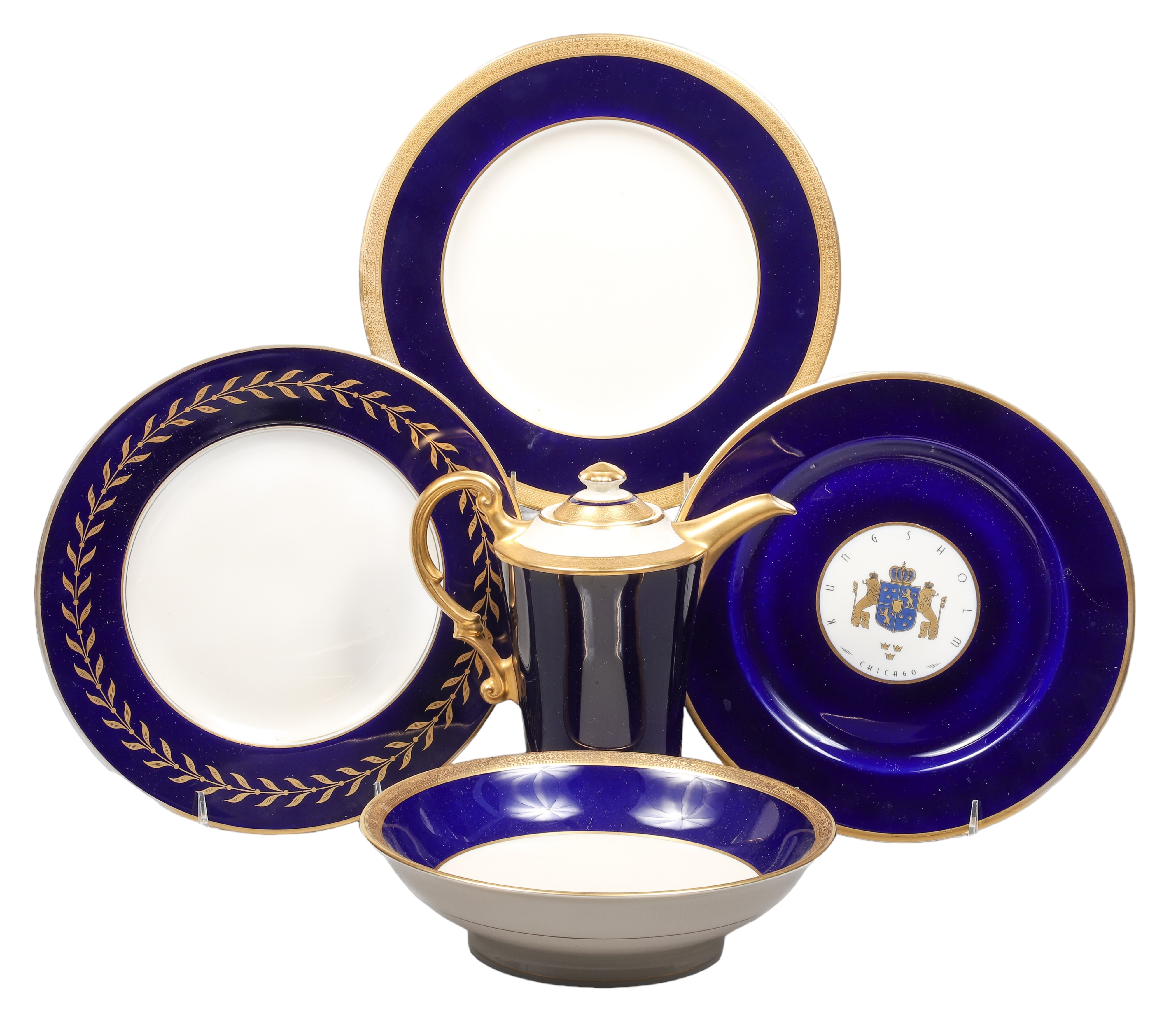 (5) Pcs Syracuse China cobalt & gold