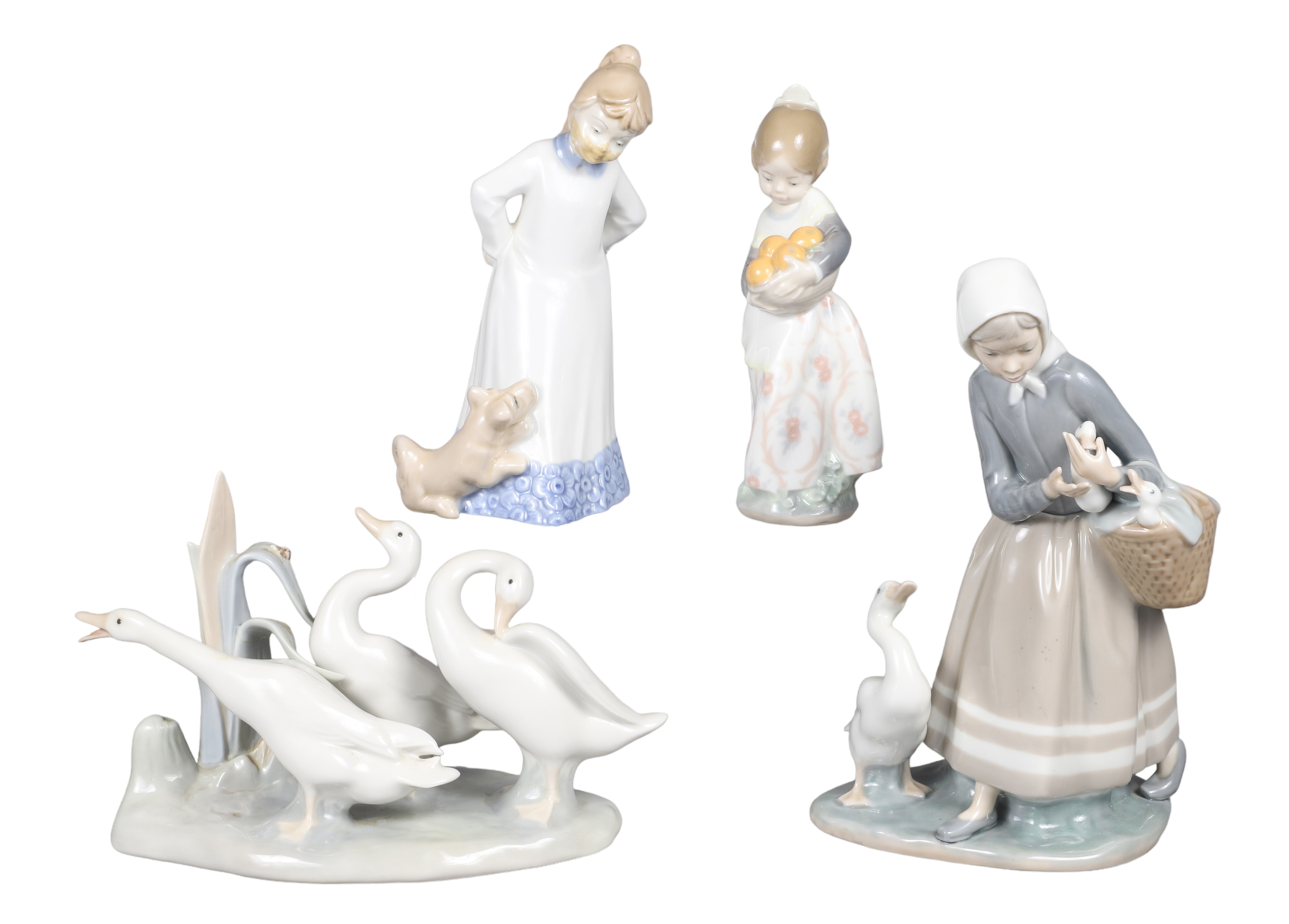 (4) Lladro and style porcelain