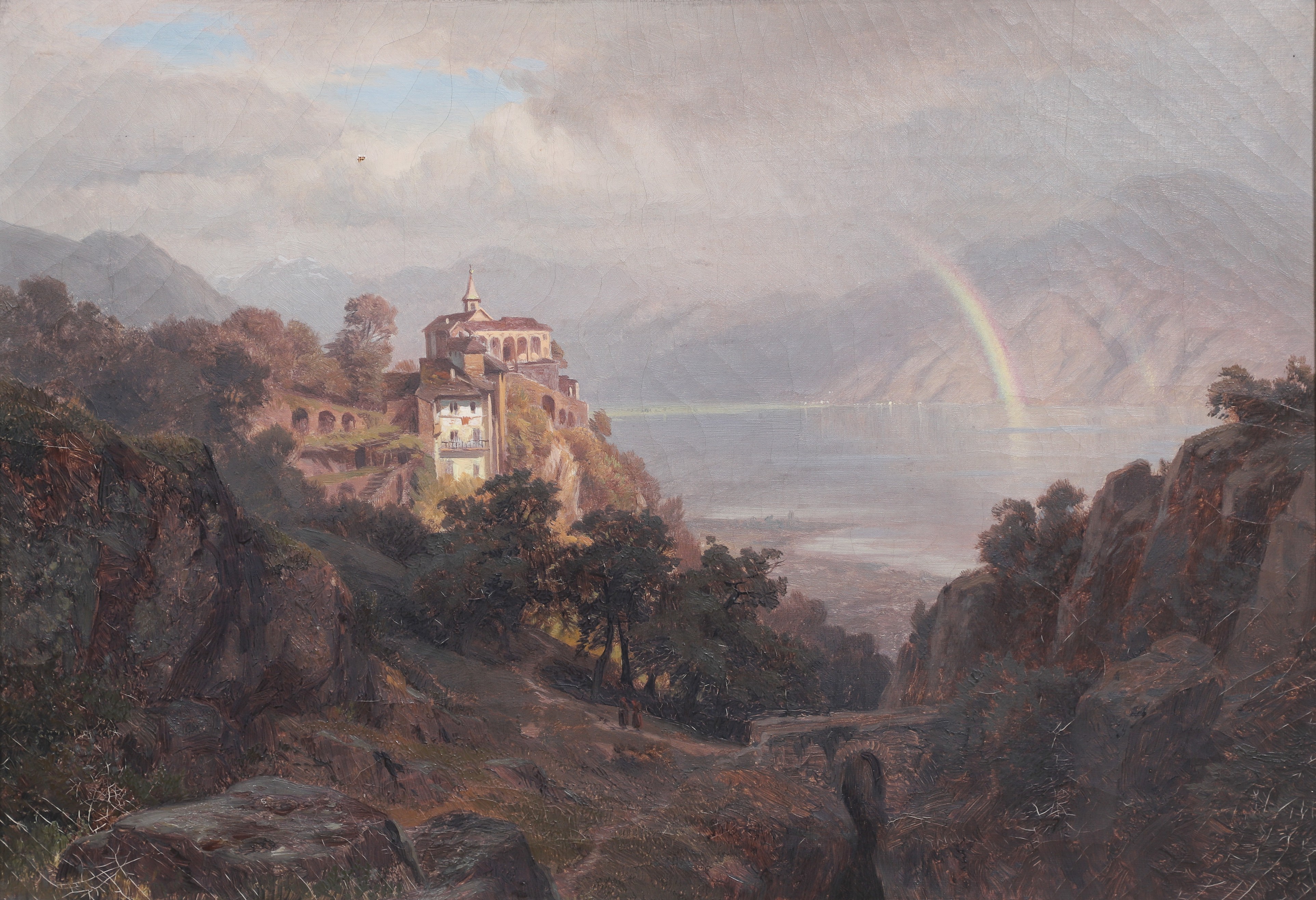 19th C Italian painting "Monastery