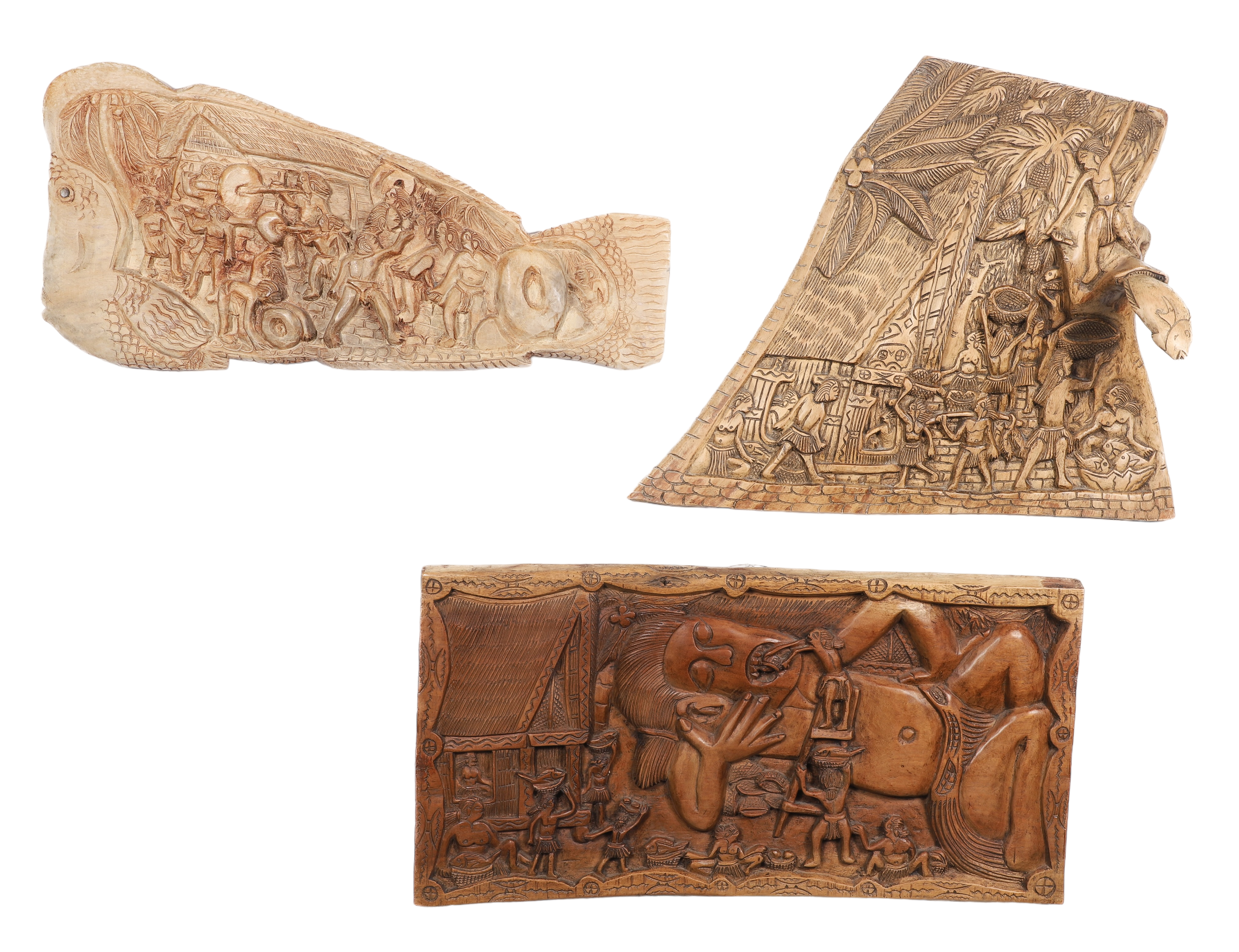 (3) Palau carved wood storyboards,