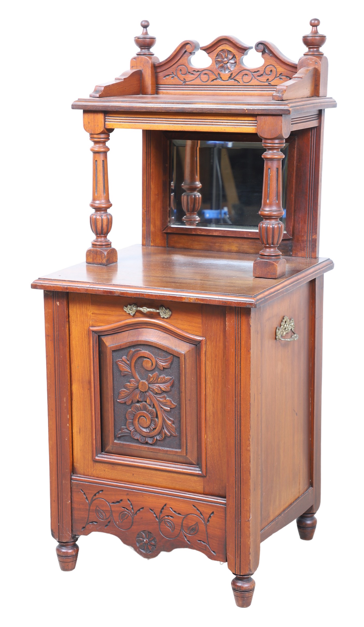 Mahogany carved cabinet, top with carved