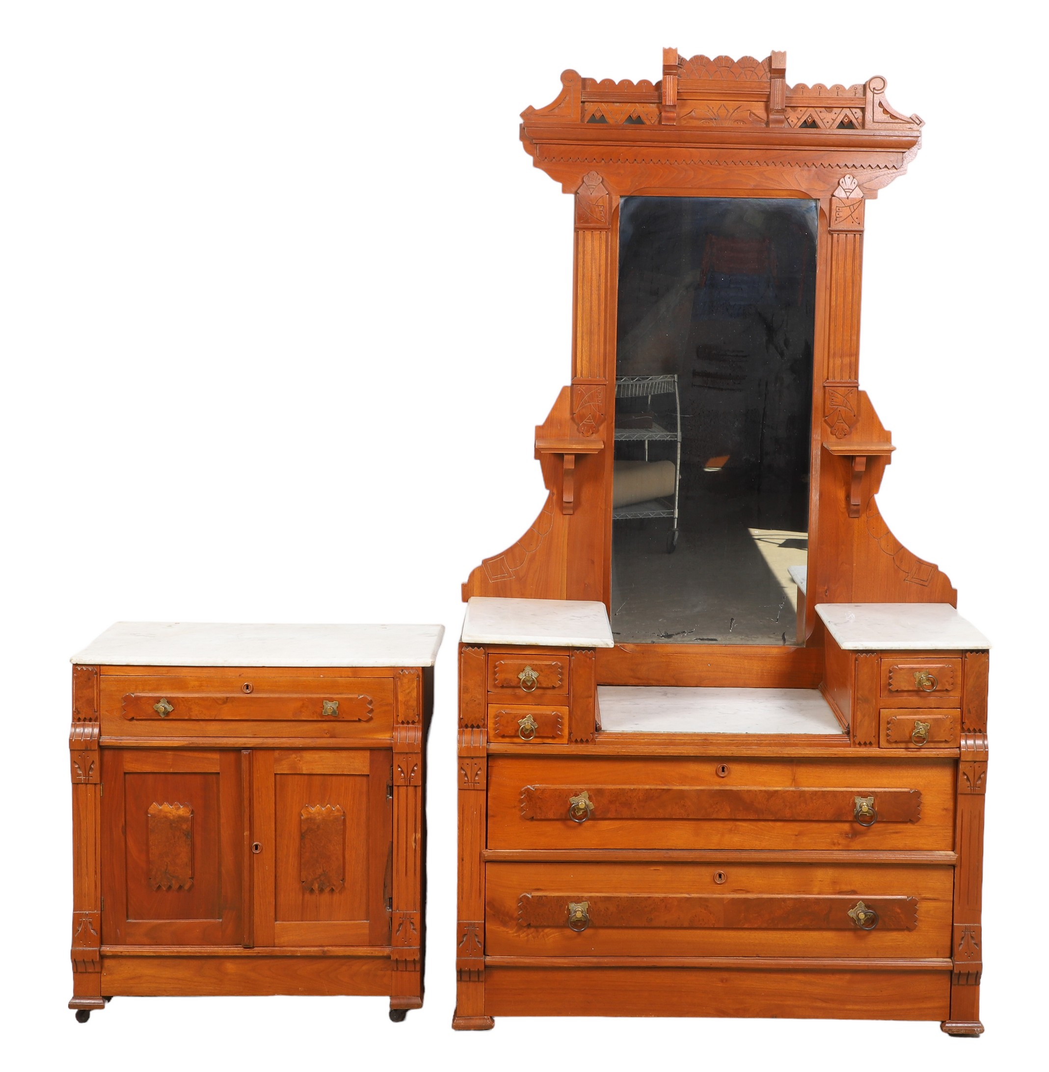 (2) pc Victorian marbletop dresser