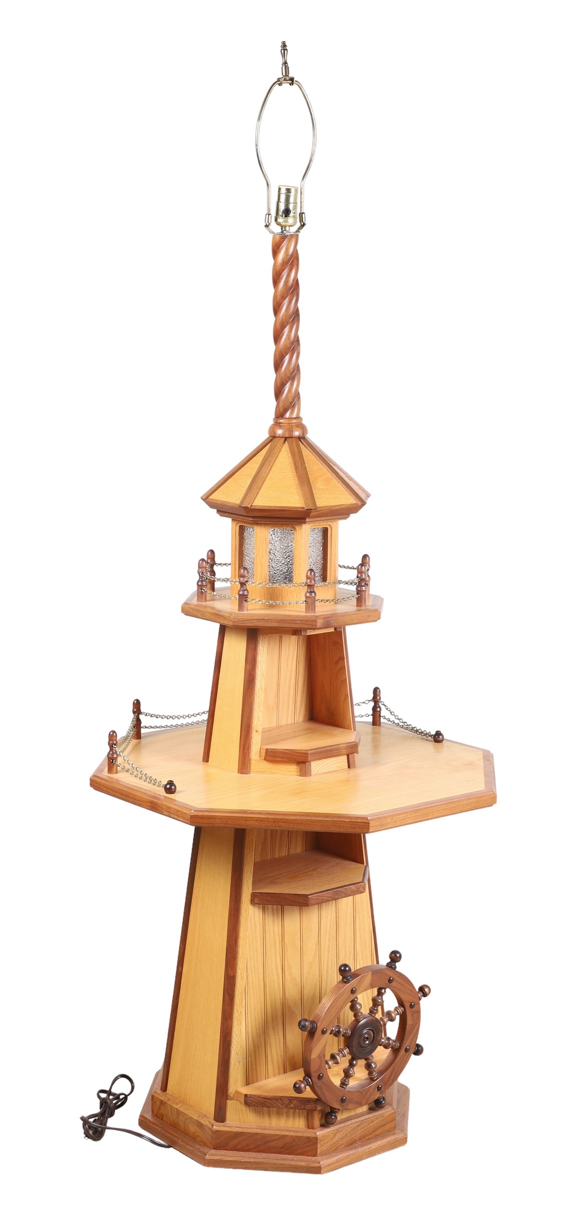 Carved lighthouse floor lamp rope 2e16a6