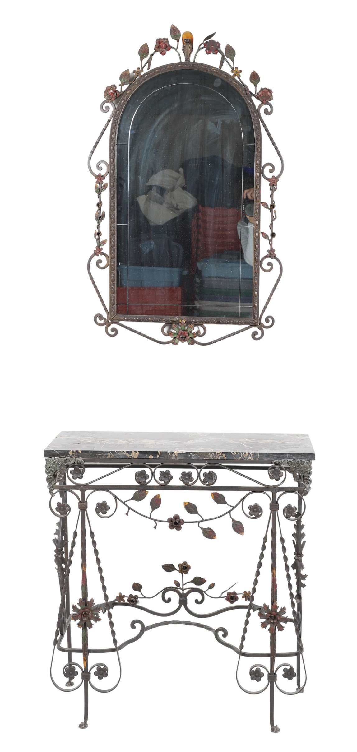 (2) pc Gothic style iron console