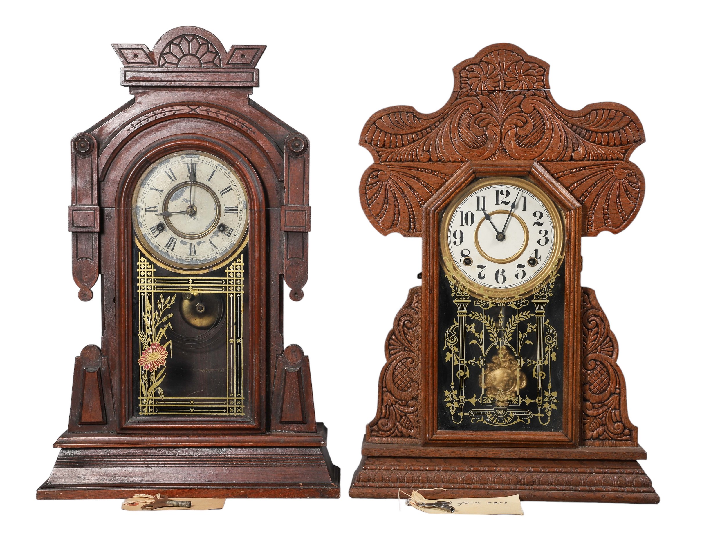 (2) Kitchen Clocks, Oak Gingerbread