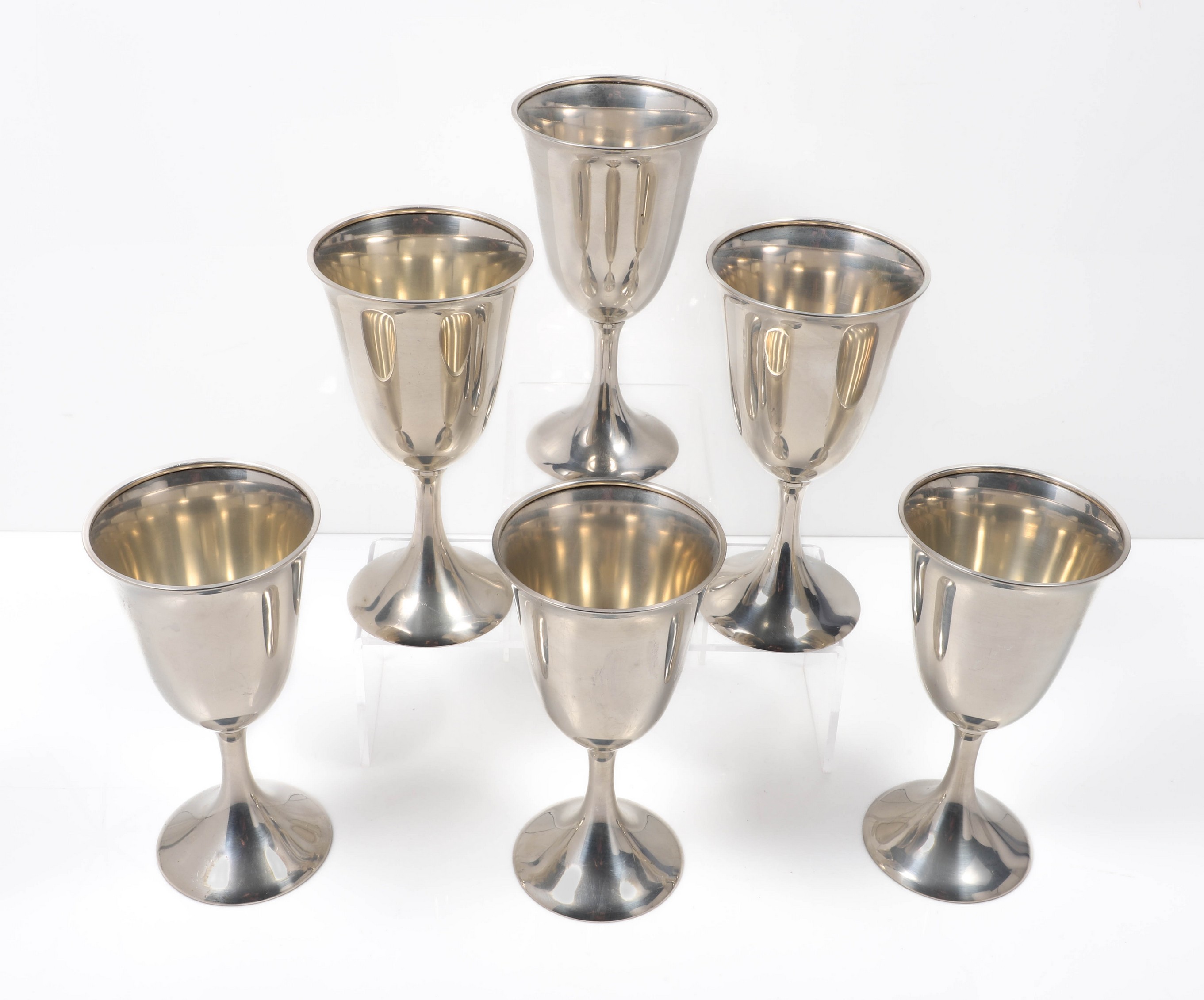 (6) Sterling goblets, 6-5/8H, 3-1/2
