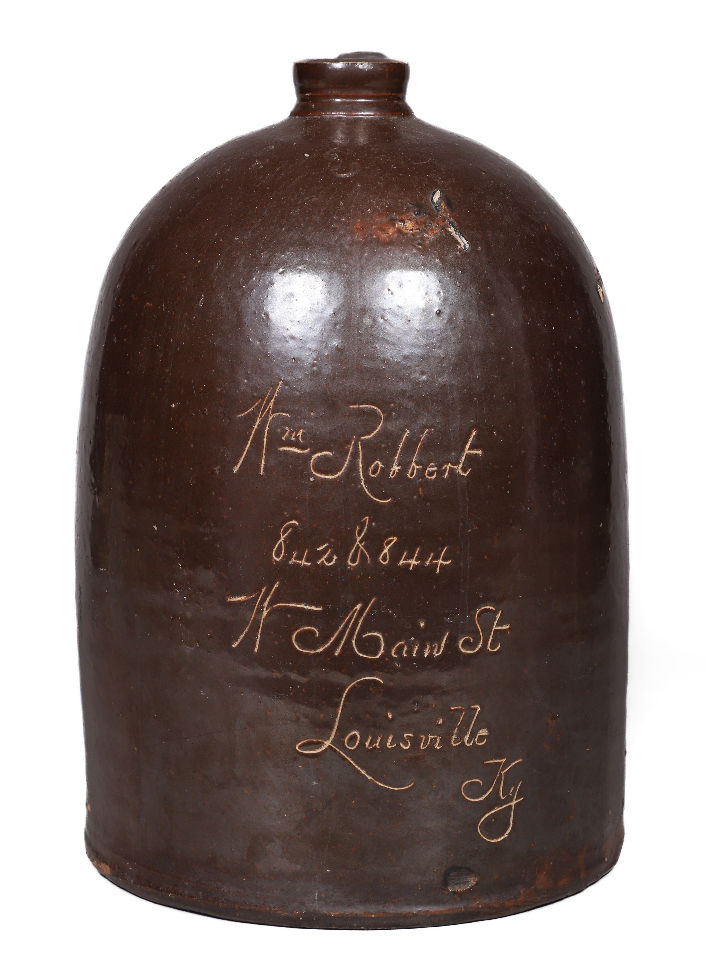 Large 3-gallon brown glazed stoneware