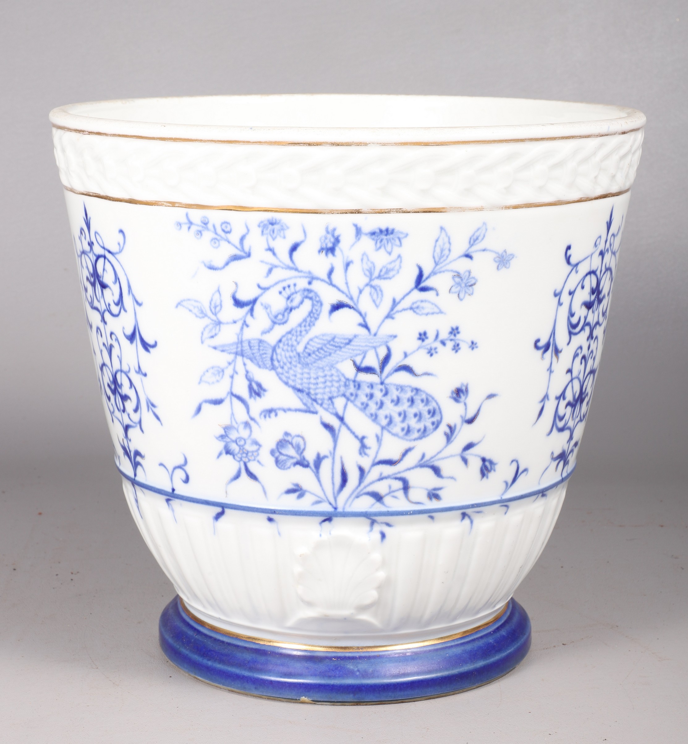 Blue & white porcelain planter, unmarked,