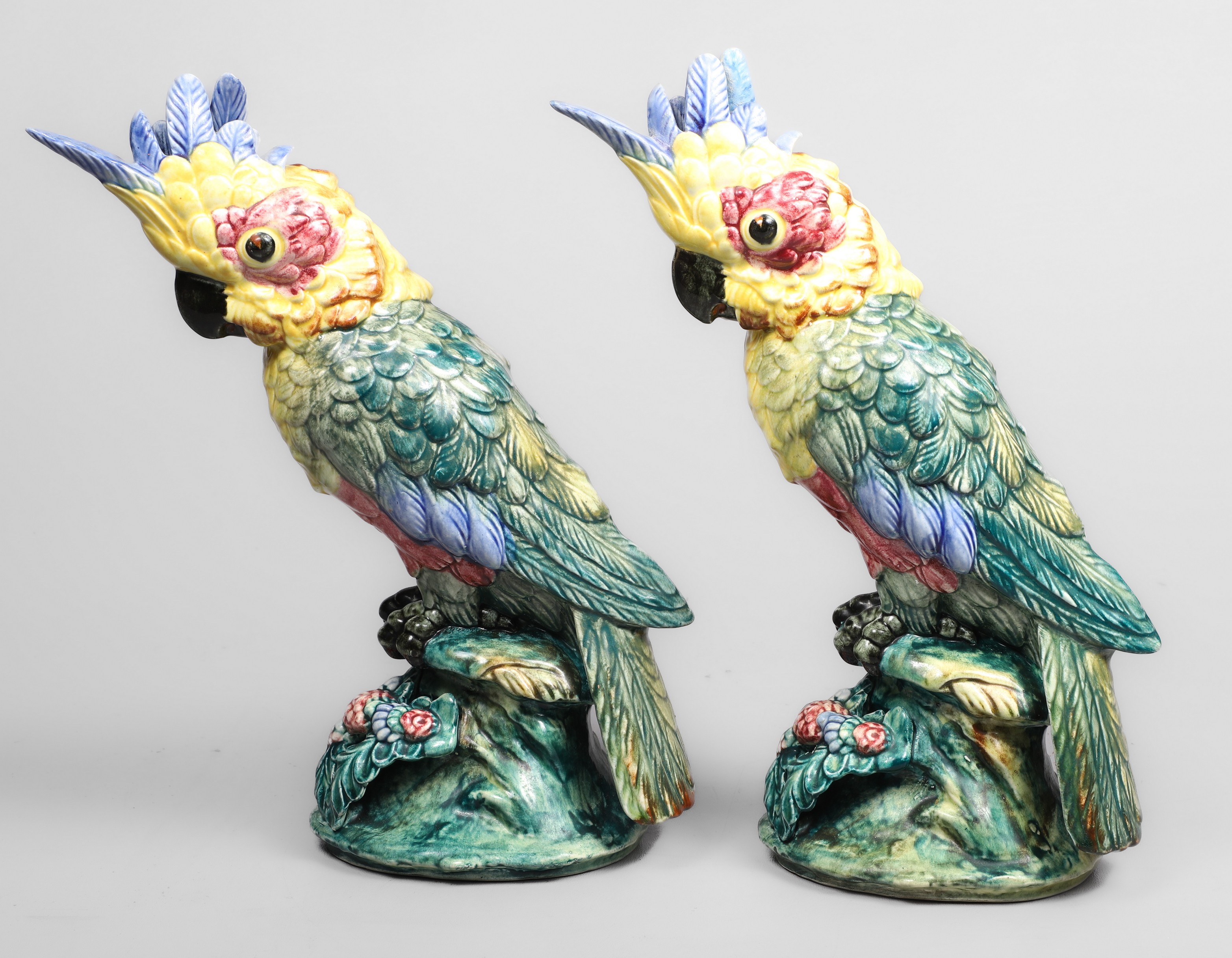Pair of Stangl pottery parrot figurines,