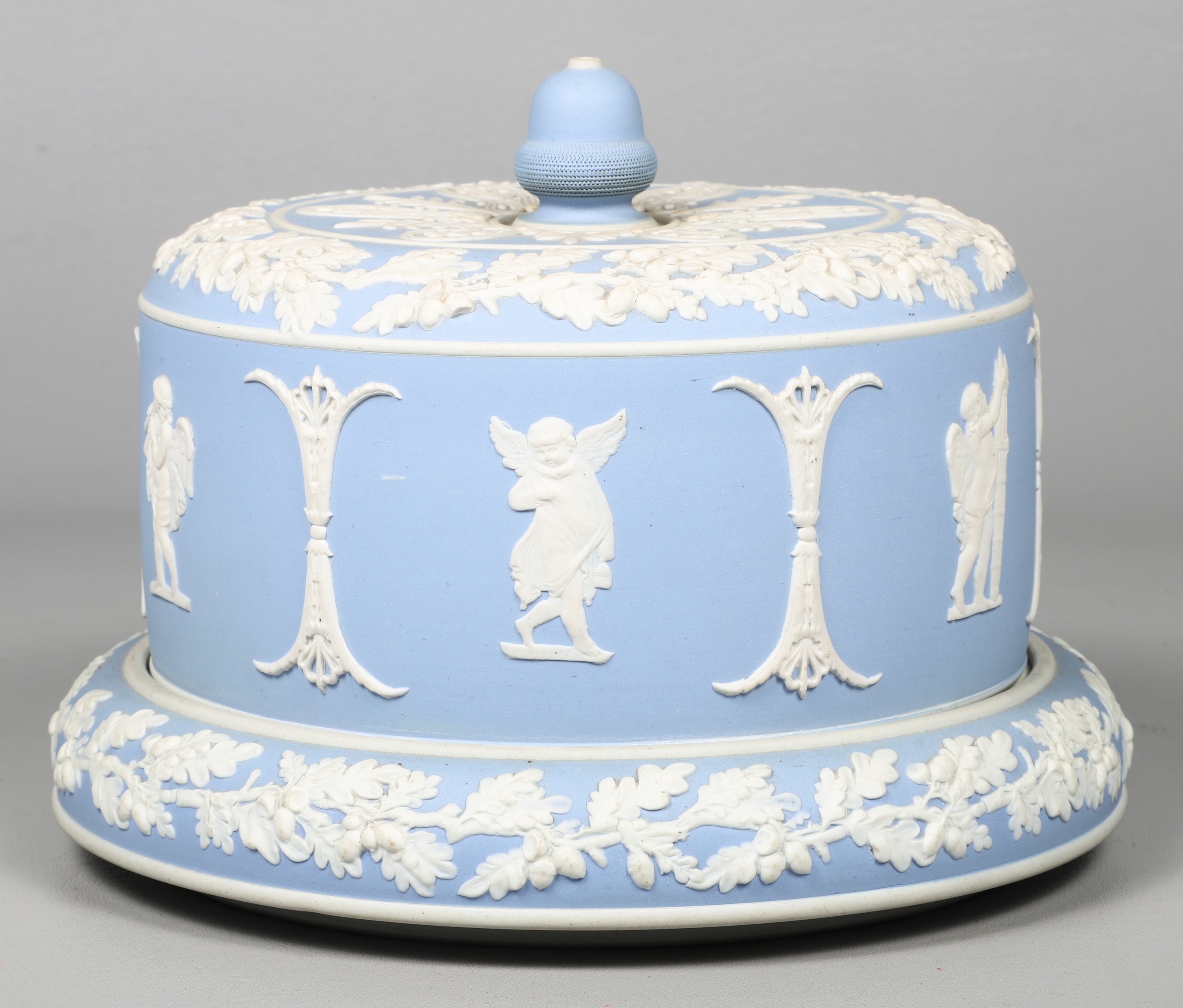 Light blue jasperware cheese dome,