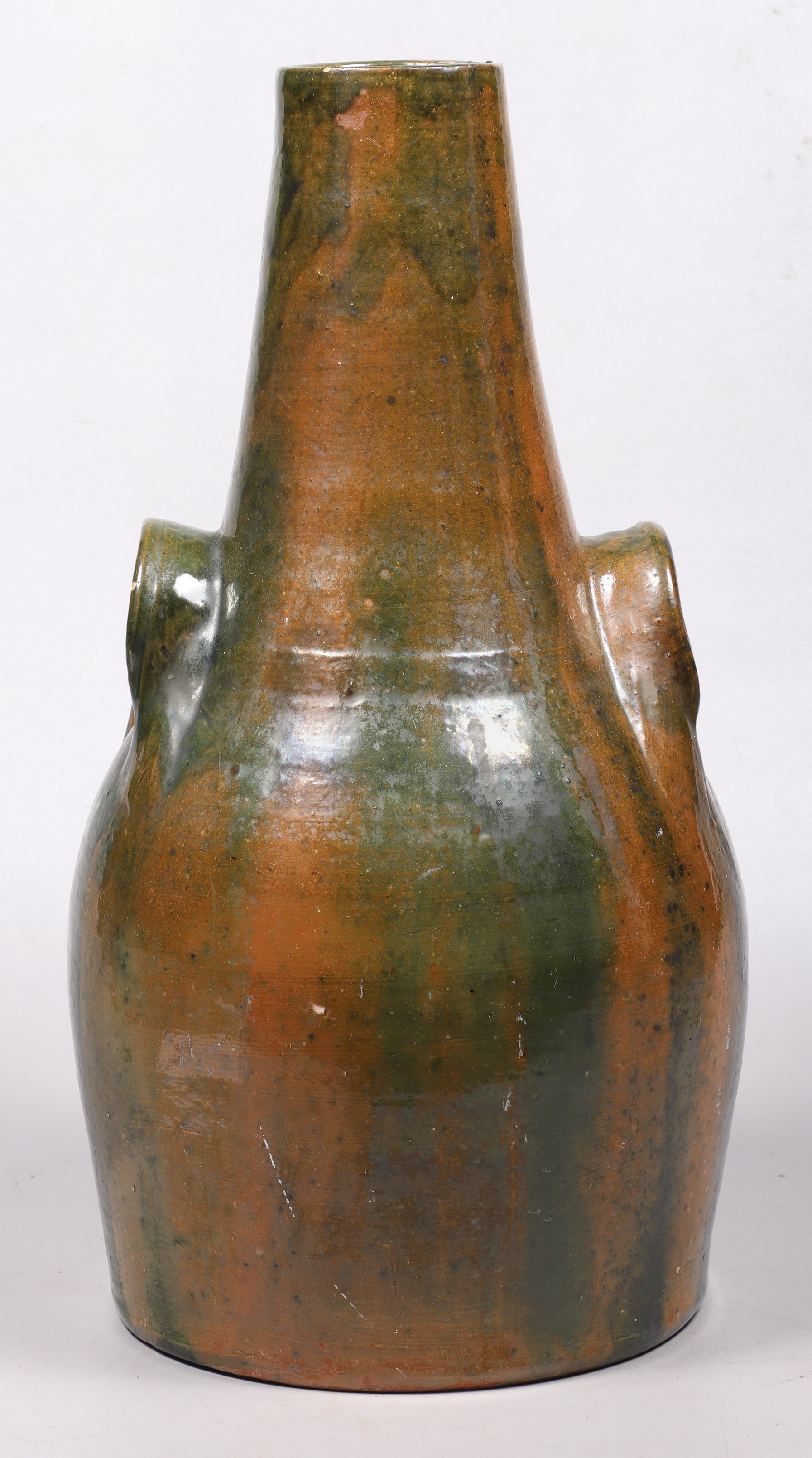 Large pottery vessel, greenish brown