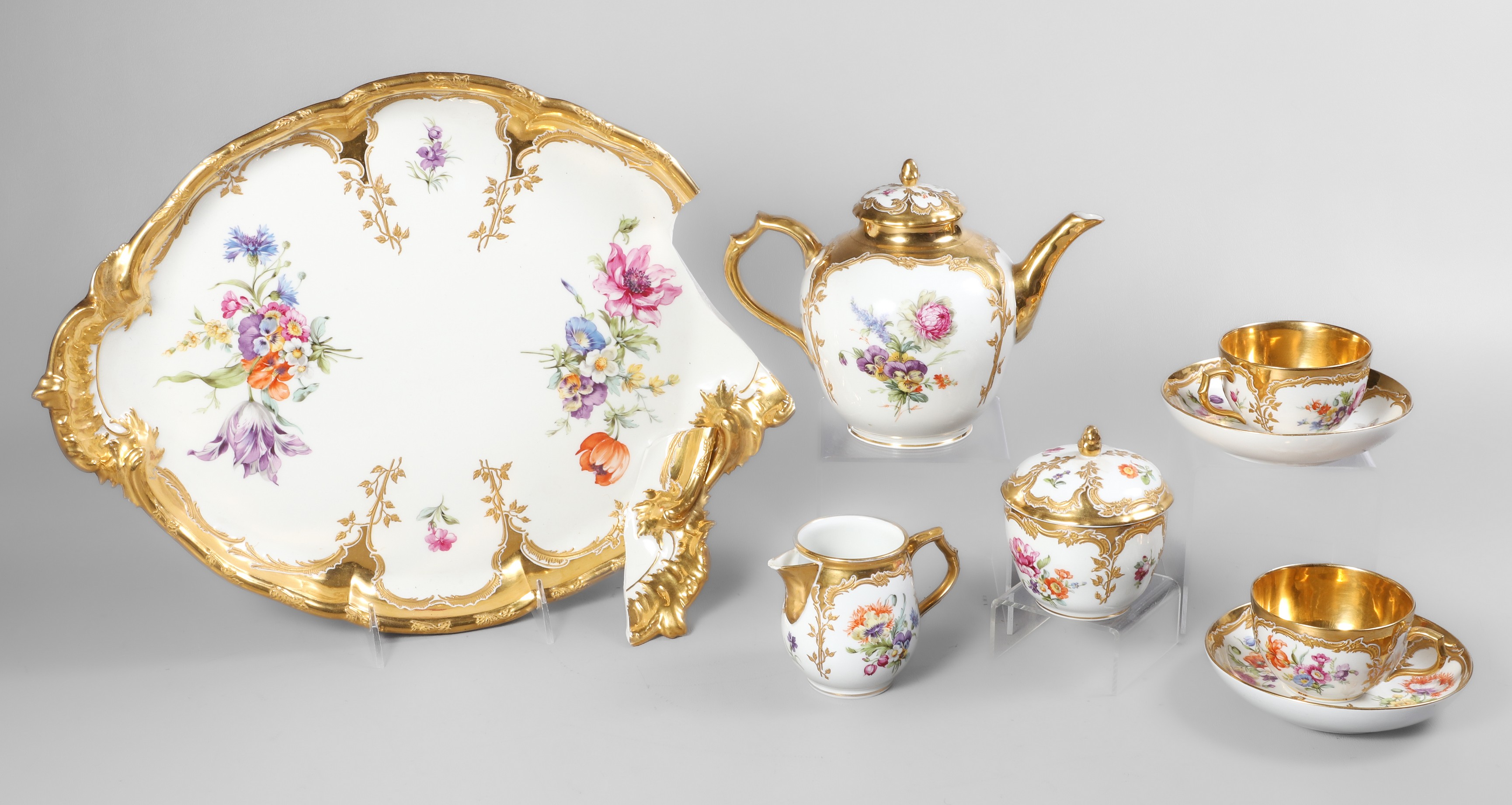  8 Pc 19th C KPM tea set circa 2e1741