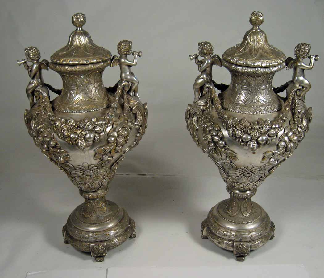 Pair of baroque style silvered 49bf5
