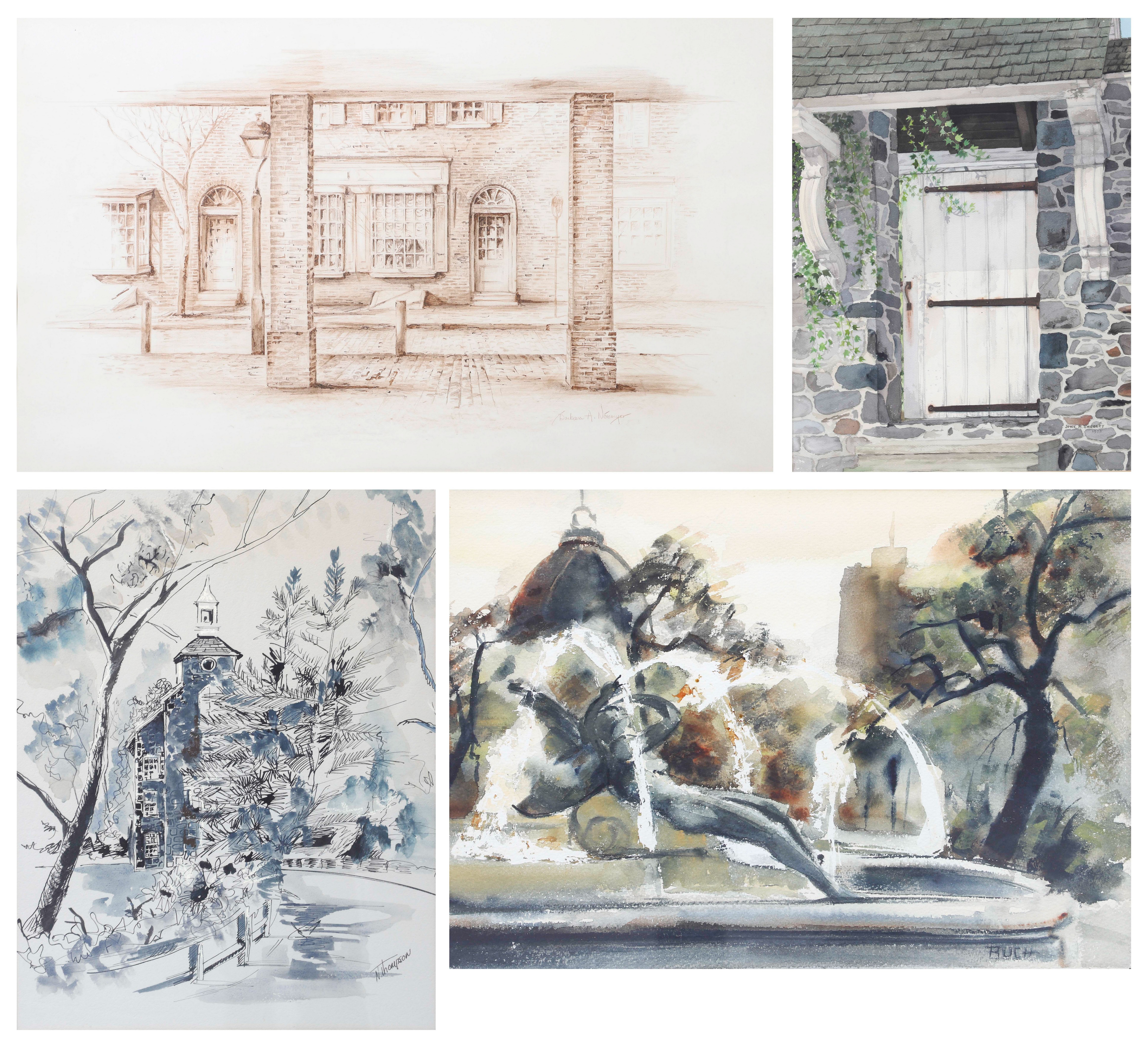 (4) Framed watercolor paintings: