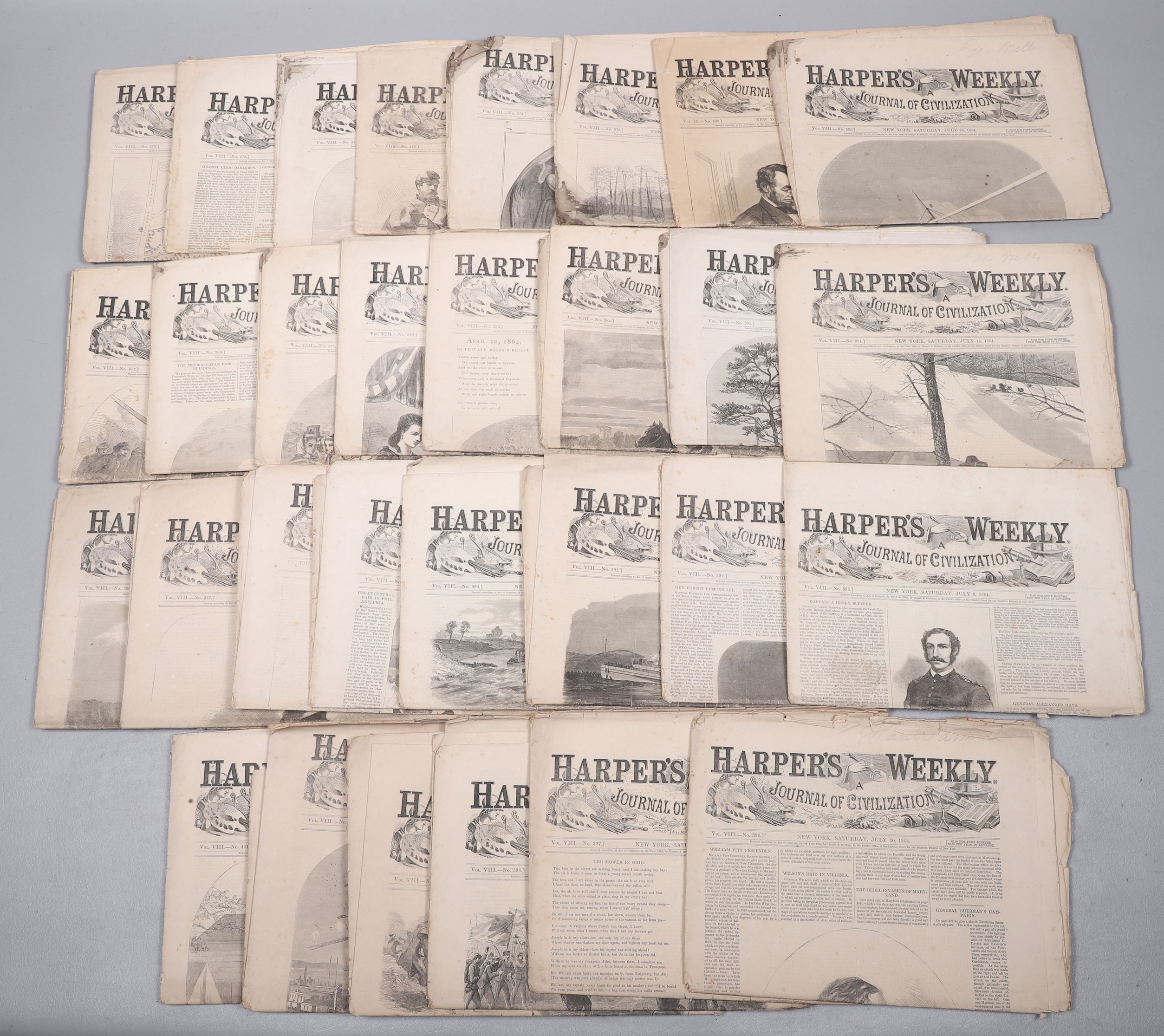 Thirty issues of Harper's Weekly
