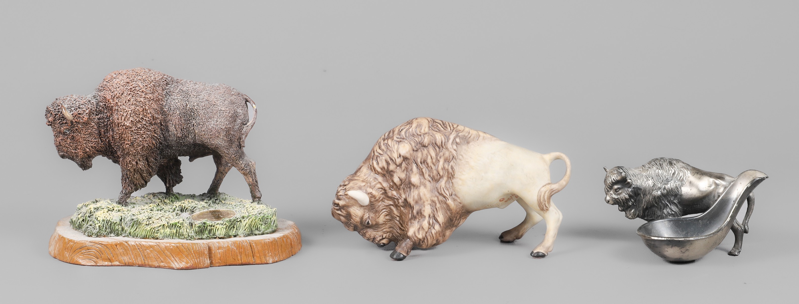 (3) Buffalo figurines, c/o National