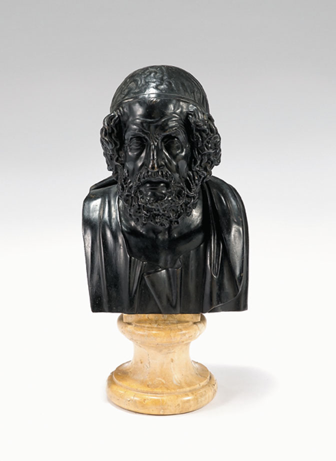 After the antique, bronze bust of Homer