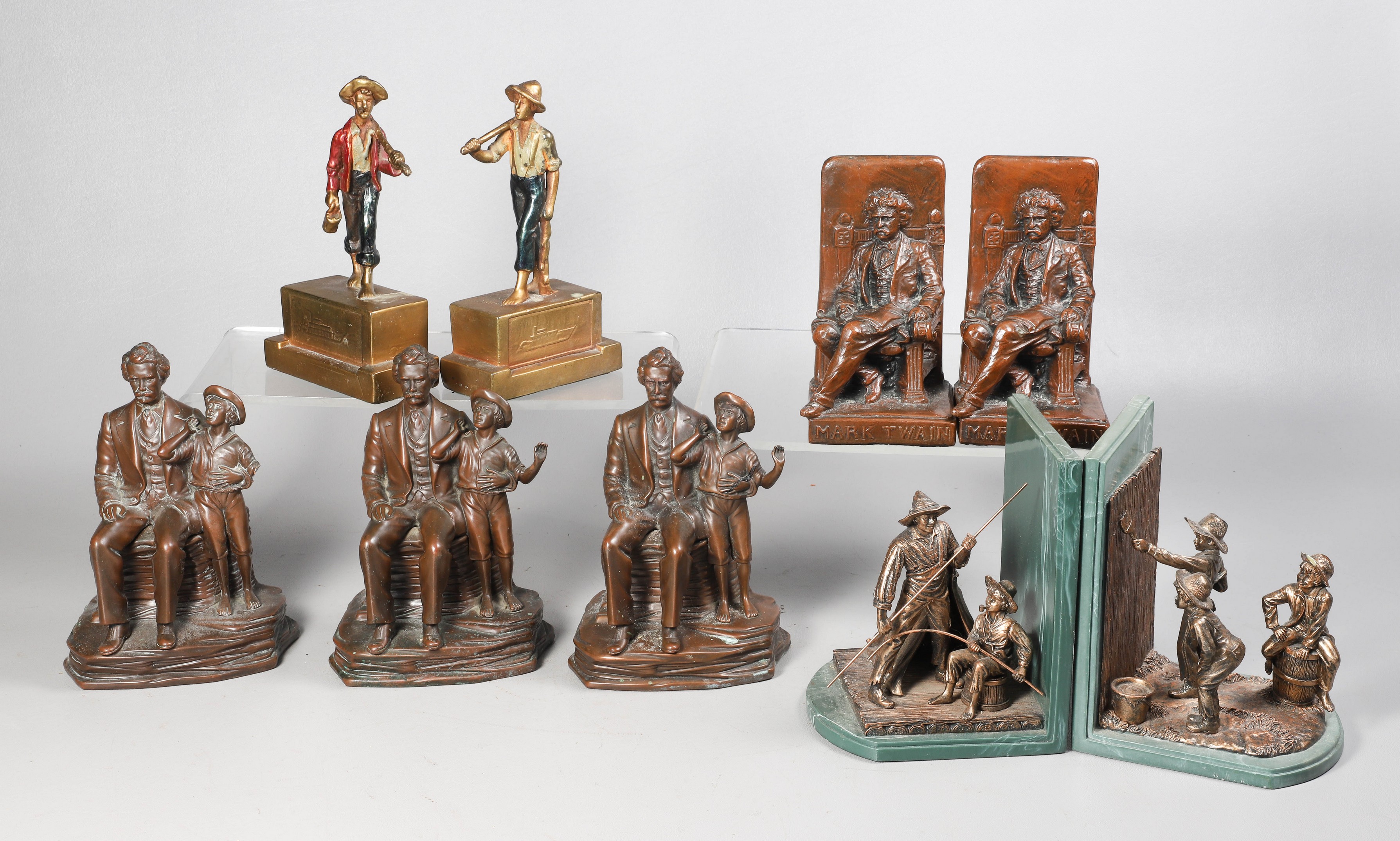 (9) Mark Twain bookends, c/o pair