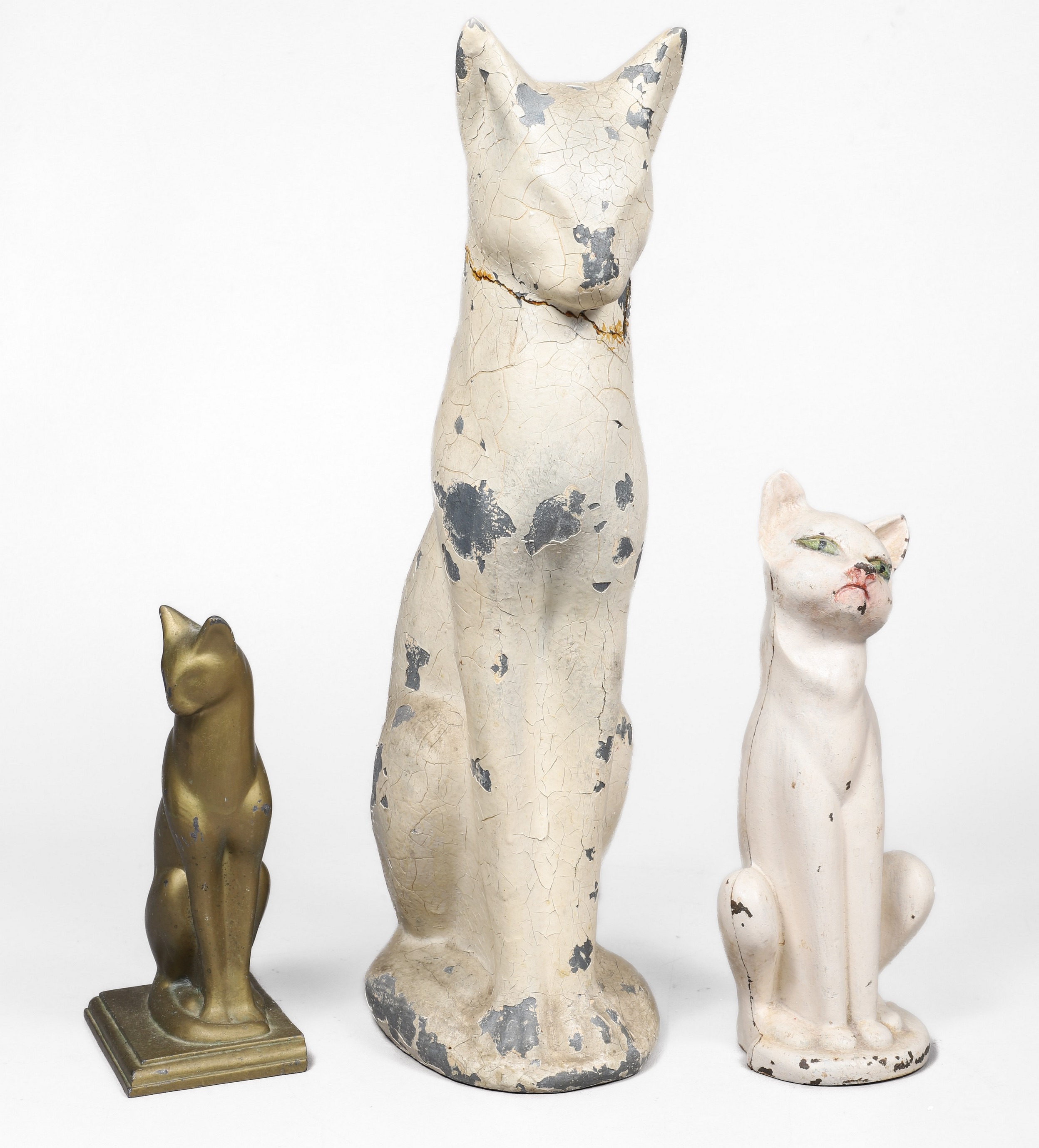 (3) Stylized Siamese cat doorstops,