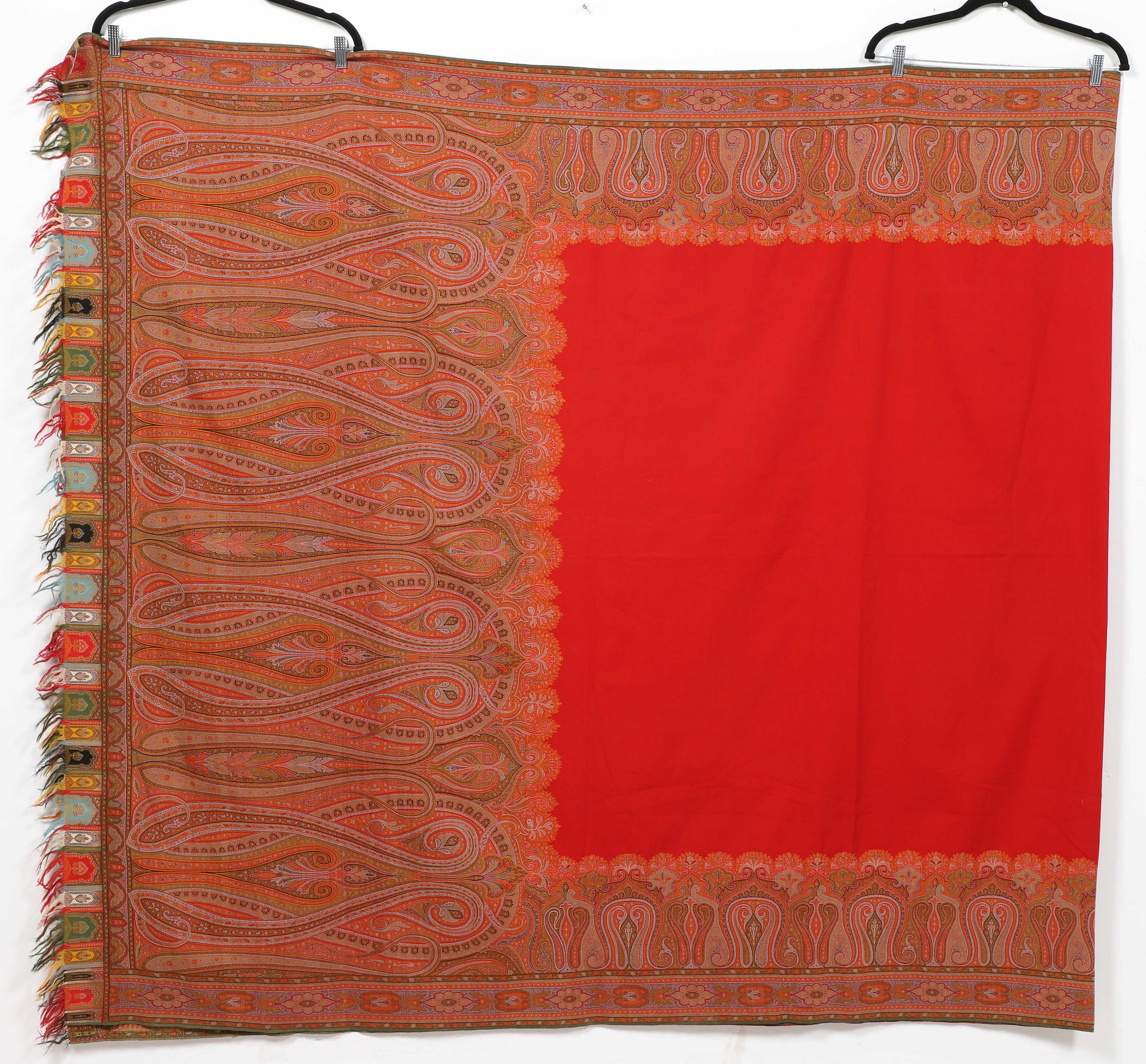 Kashmir shawl, paisley decoration, fringed