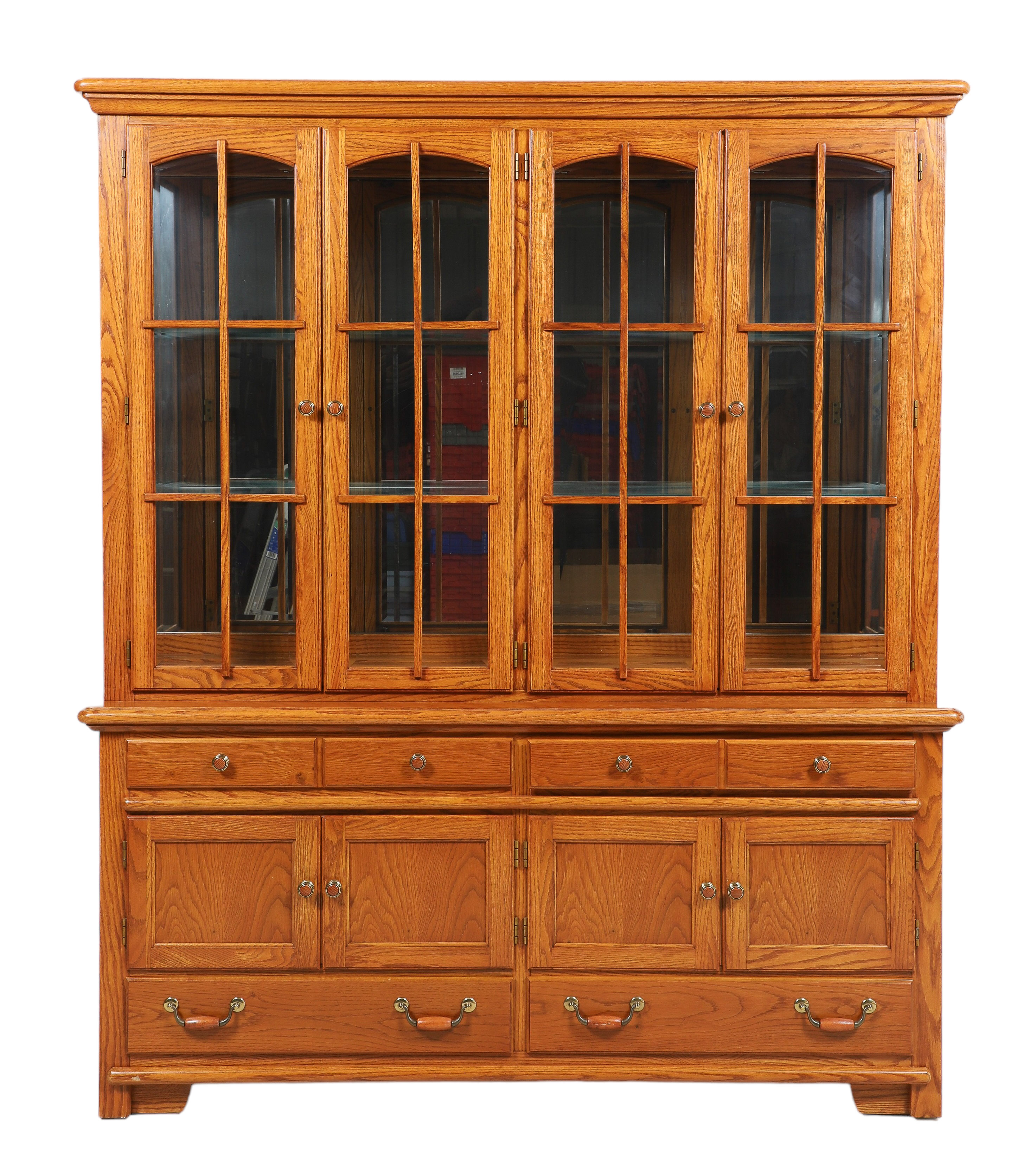 Thomasville oak 2-pc china cabinet,