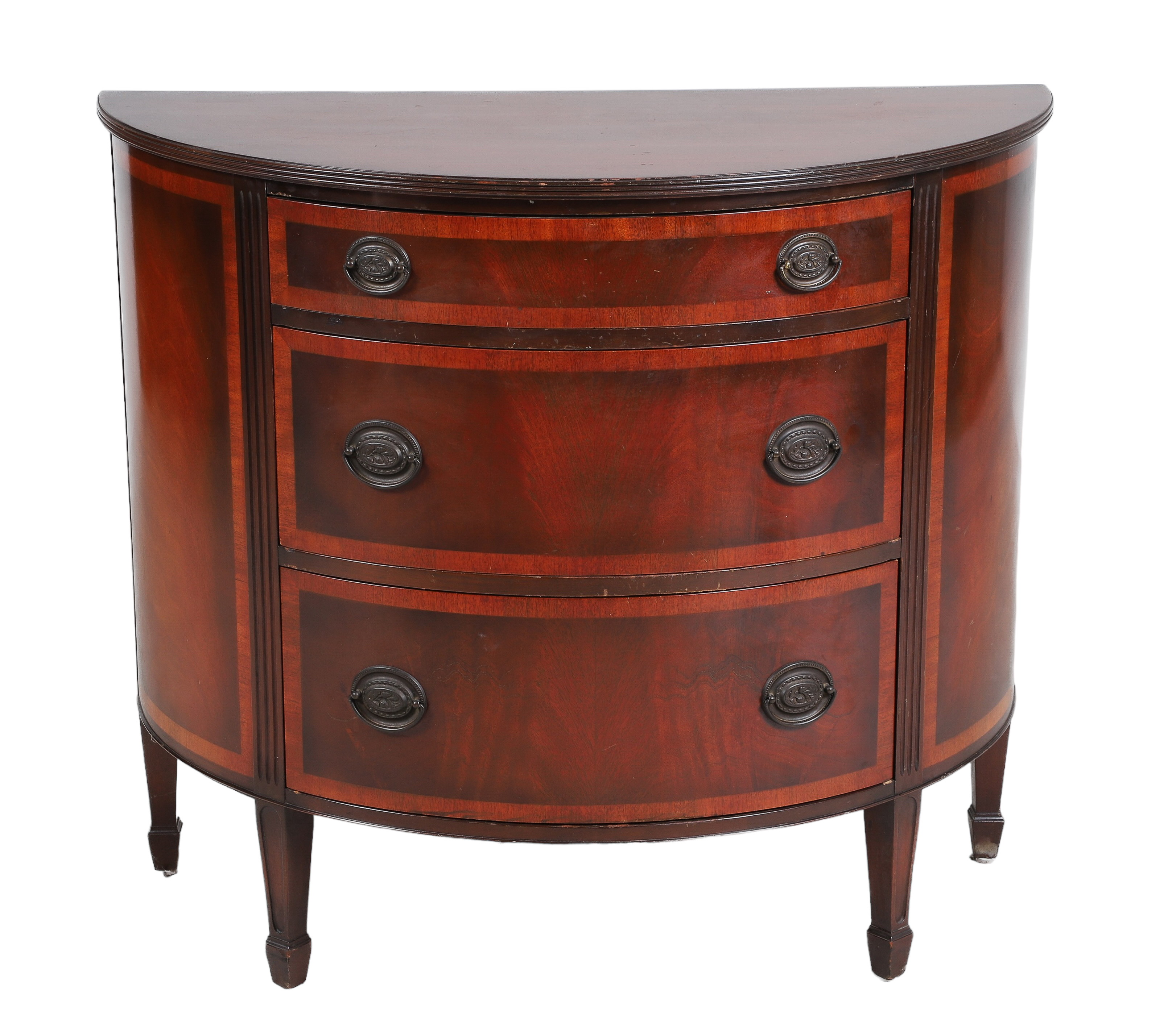 Federal style banded mahogany demilune 2e18aa