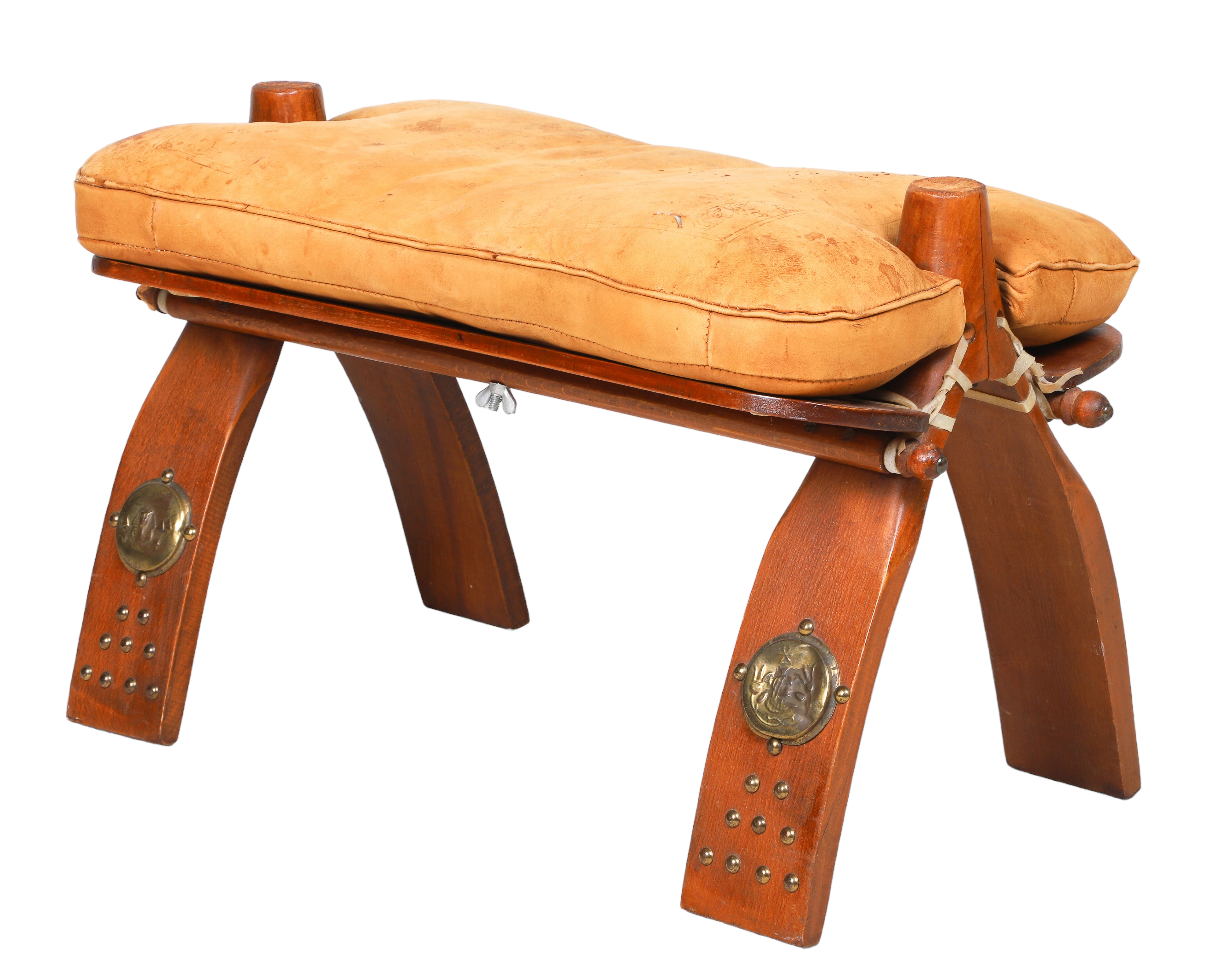 Camel Saddle stool w/ leather embossed