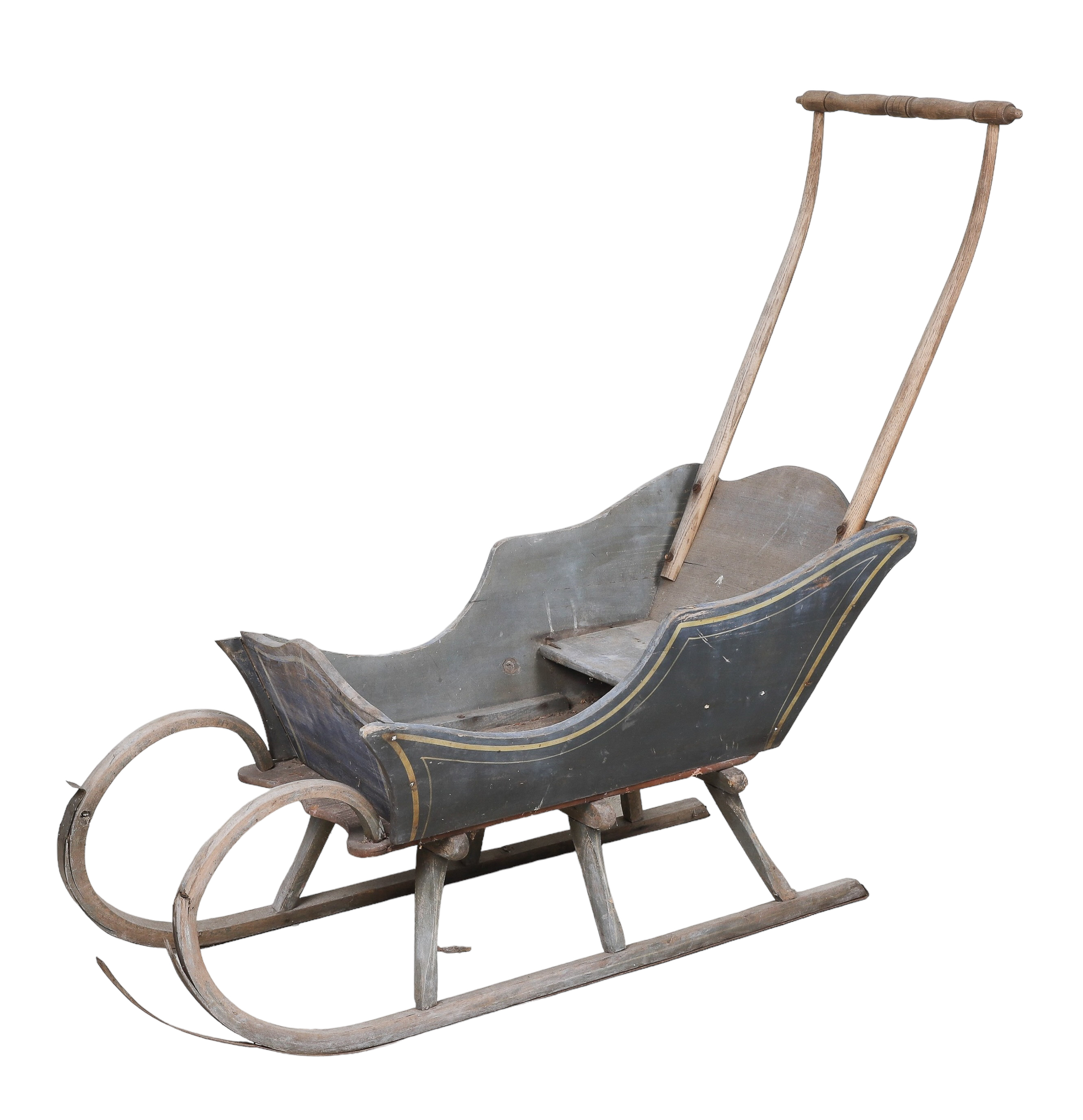 Childs push sleigh in old blue