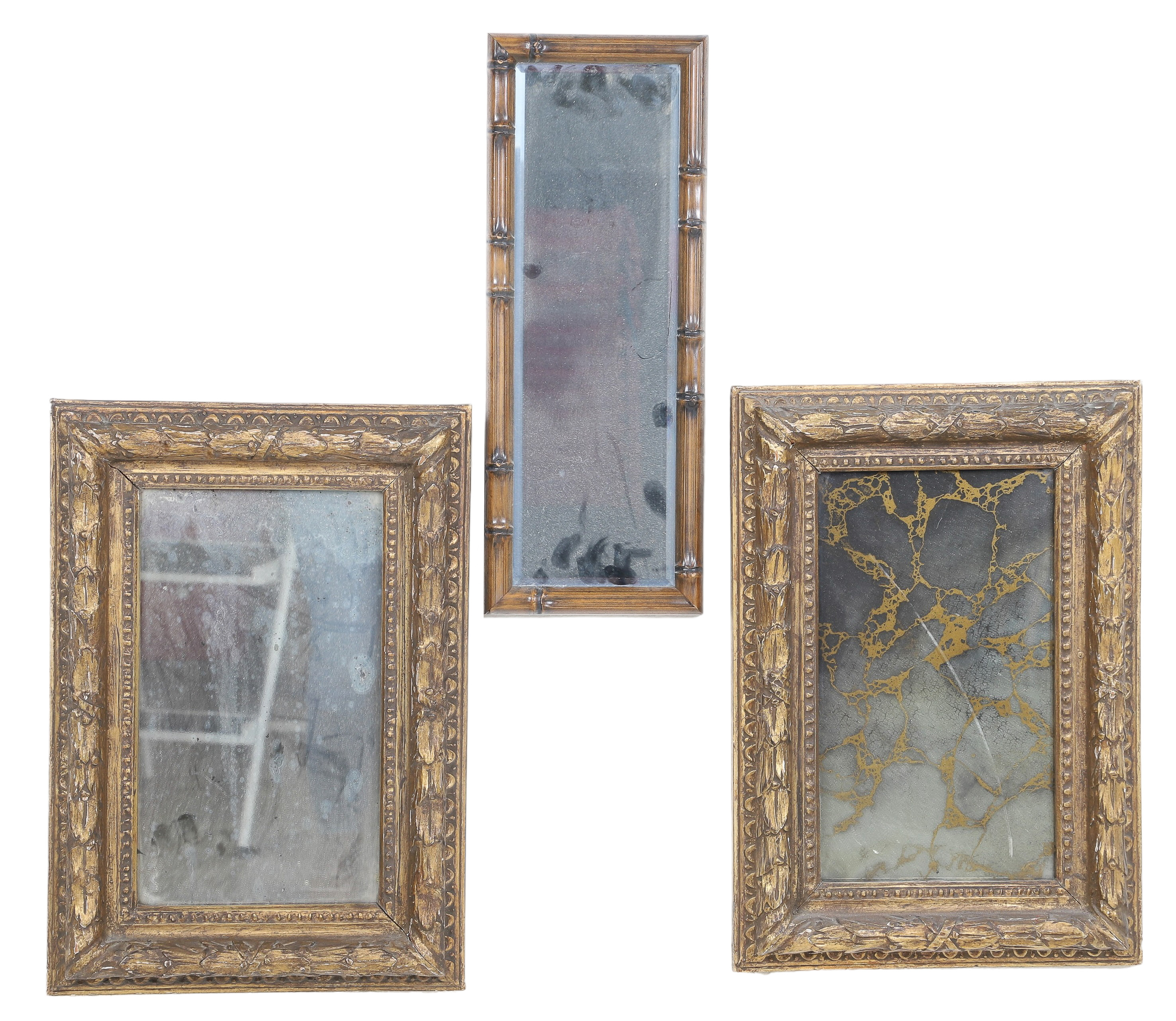  3 Gilt hanging wall mirrors  2e18d5